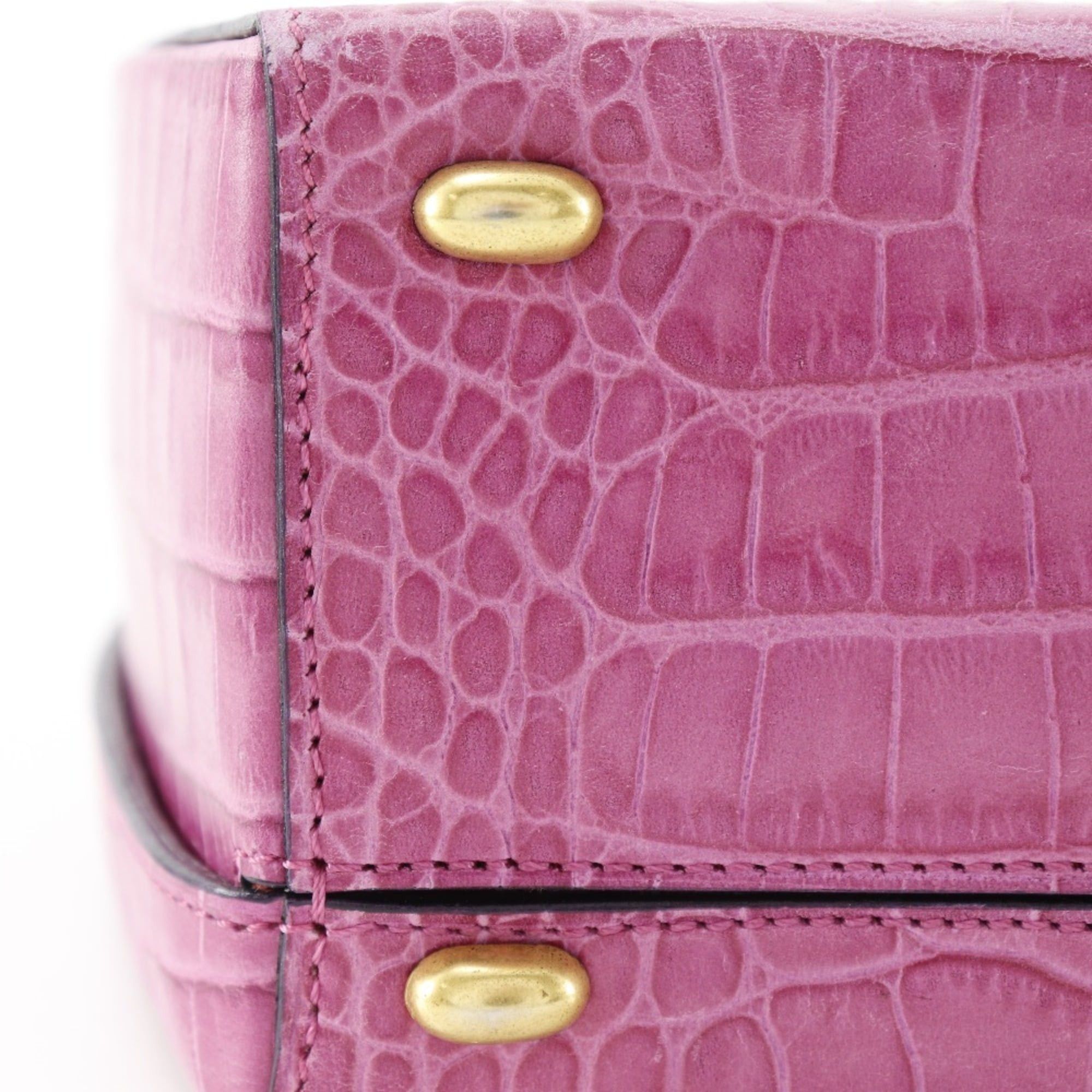 Celine Celine handbag embossed leather pink snap button ladies Size ONE SIZE - 15 Thumbnail