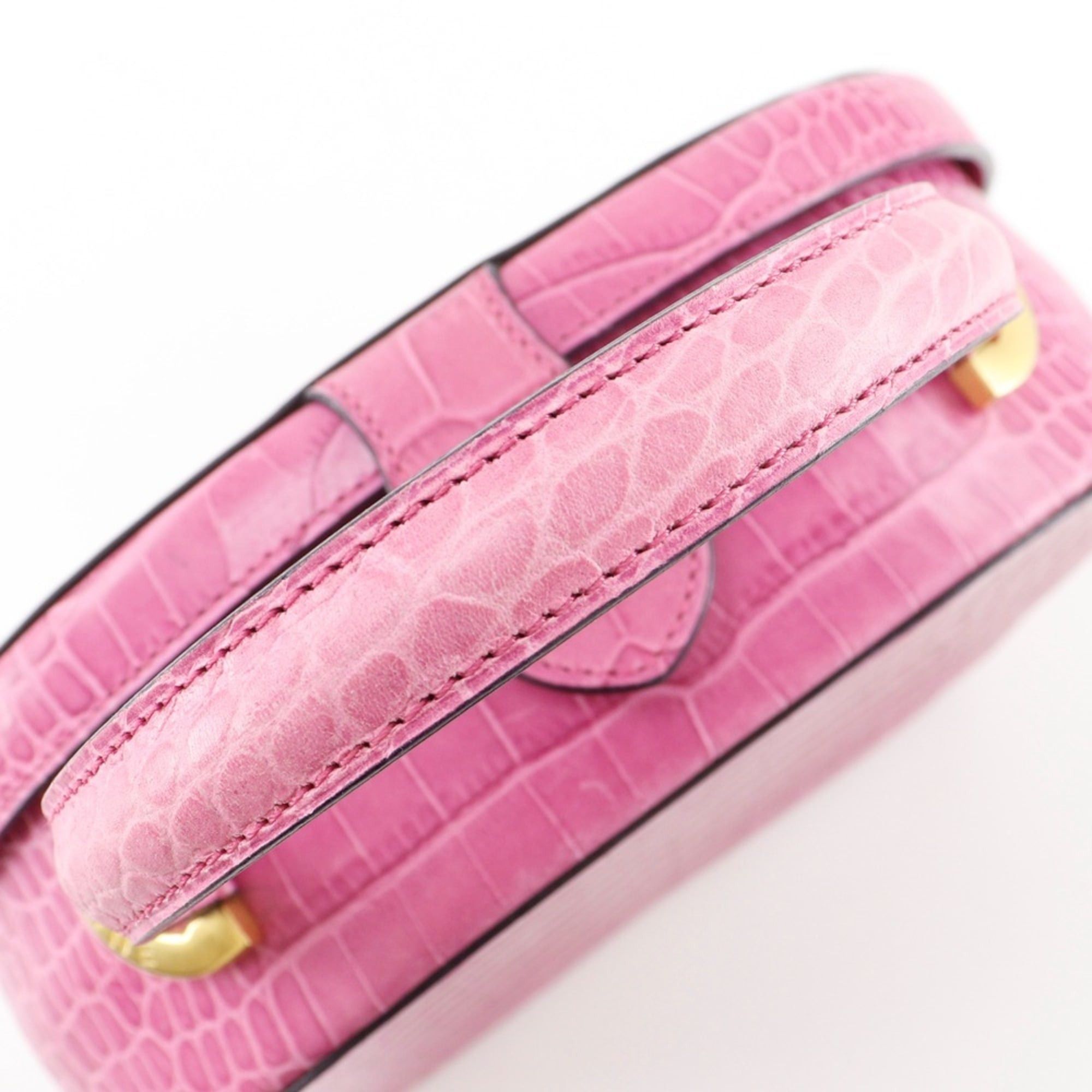 Celine Celine handbag embossed leather pink snap button ladies Size ONE SIZE - 8 Thumbnail