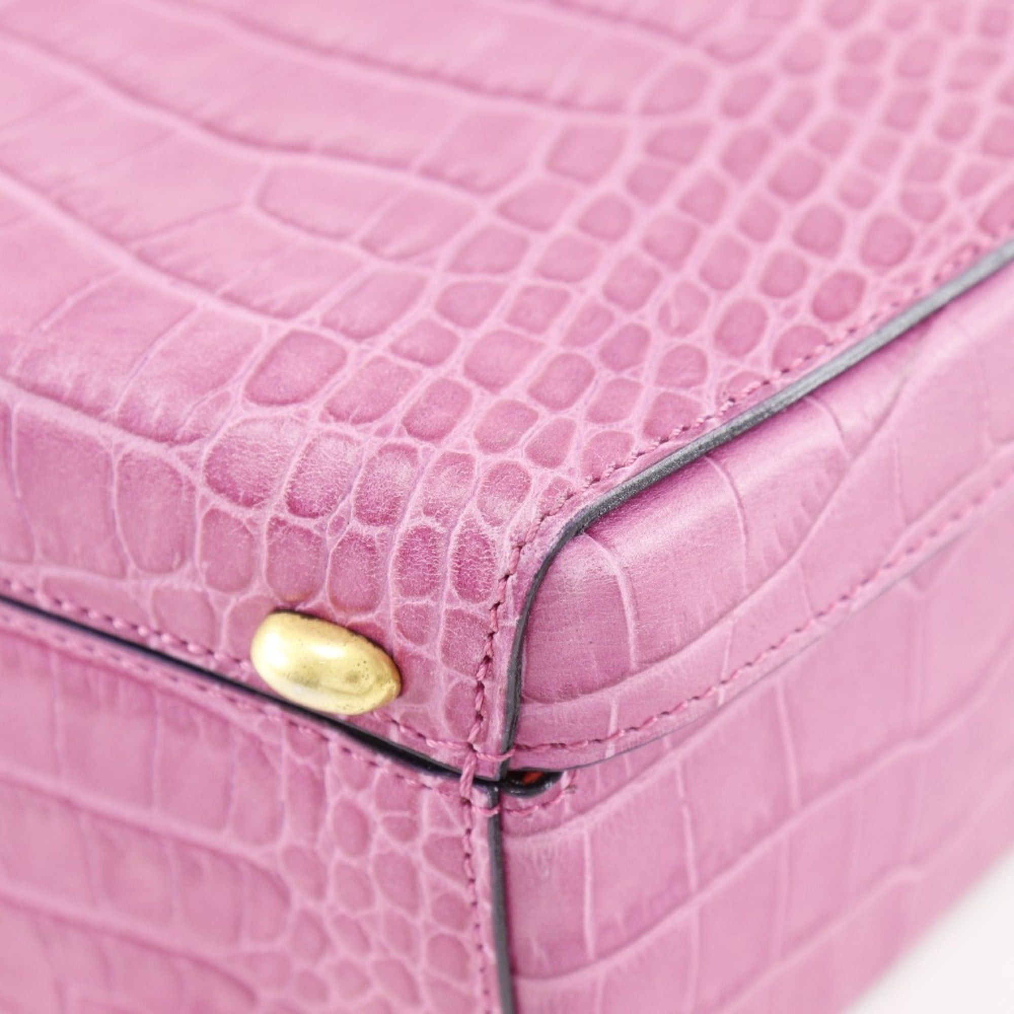 Celine Celine handbag embossed leather pink snap button ladies Size ONE SIZE - 5 Thumbnail