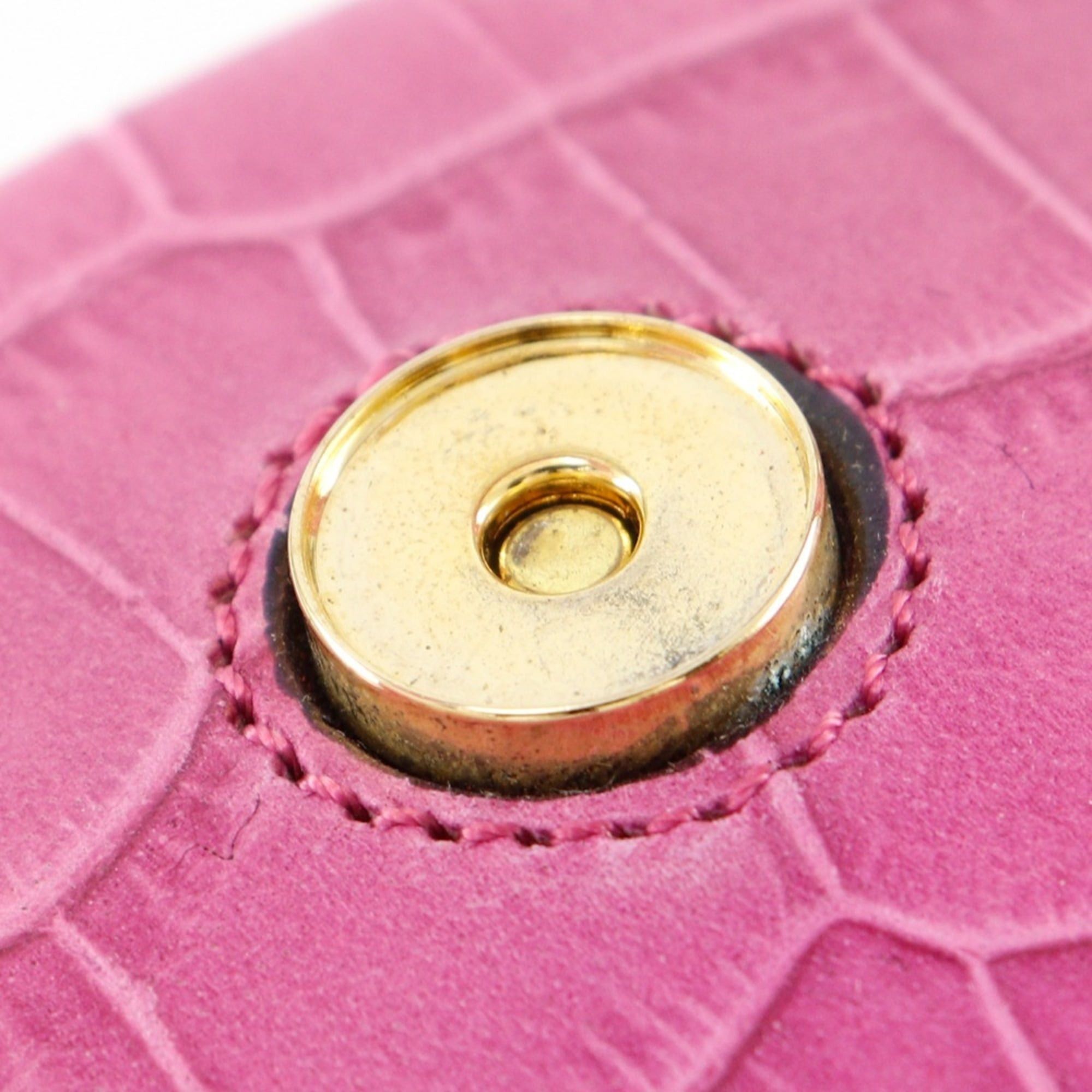 Celine Celine handbag embossed leather pink snap button ladies Size ONE SIZE - 17 Thumbnail