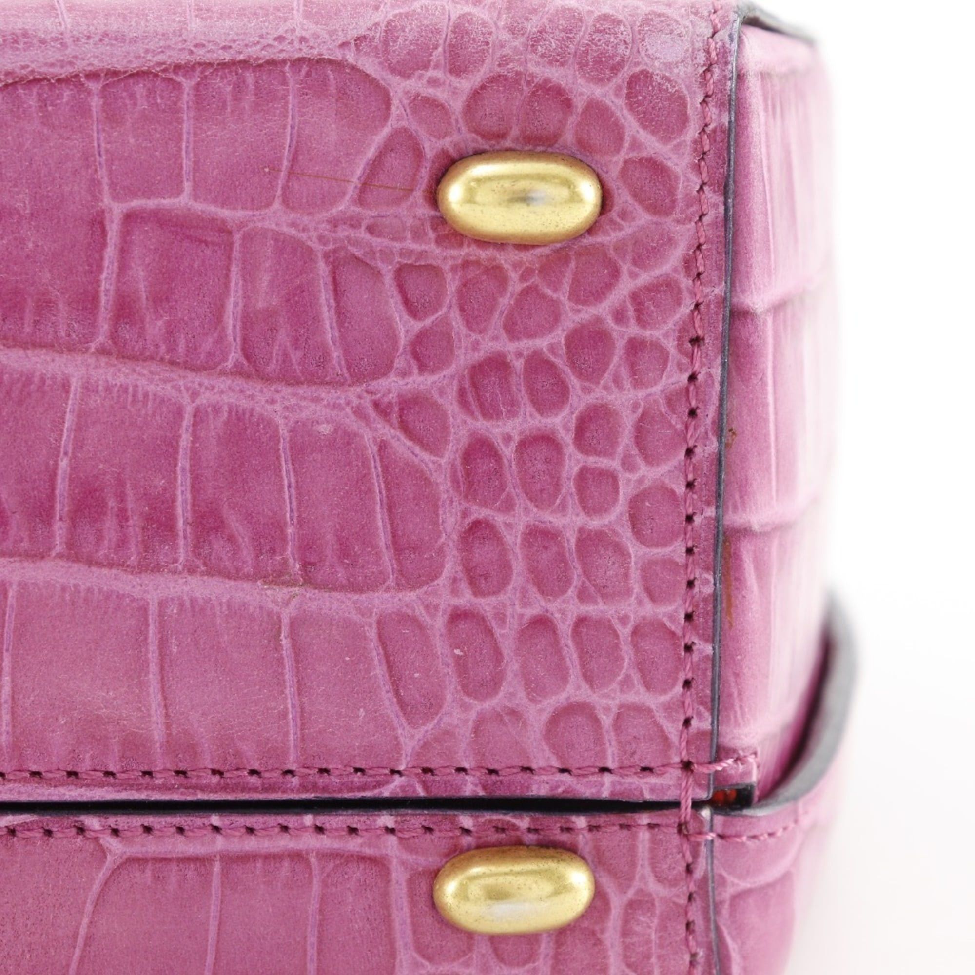 Celine Celine handbag embossed leather pink snap button ladies Size ONE SIZE - 16 Thumbnail