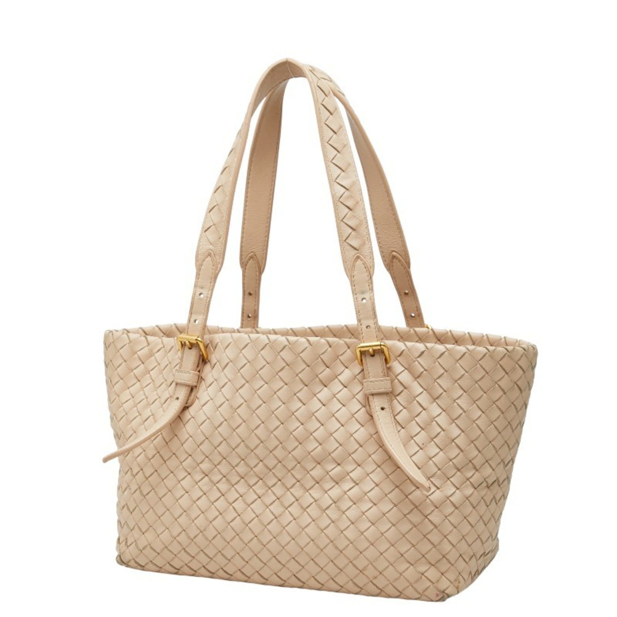 Bottega Veneta Bottega Veneta Intrecciato Tote Bag, Pink Beige Leather, Women's Size ONE SIZE - 2 Thumbnail