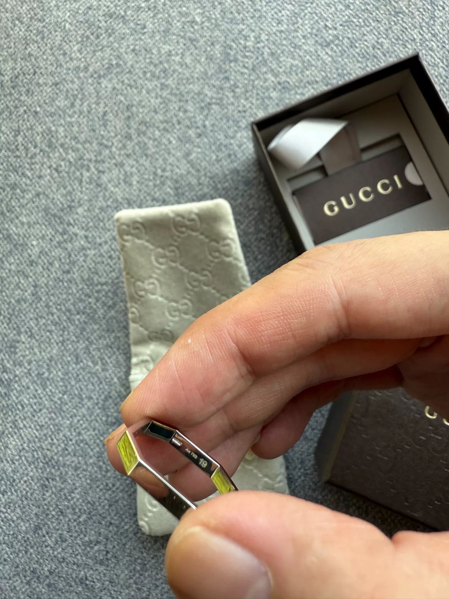 Gucci Gucci Platinum Hexagonal Ring Size 19 Size ONE SIZE - 2 Thumbnail