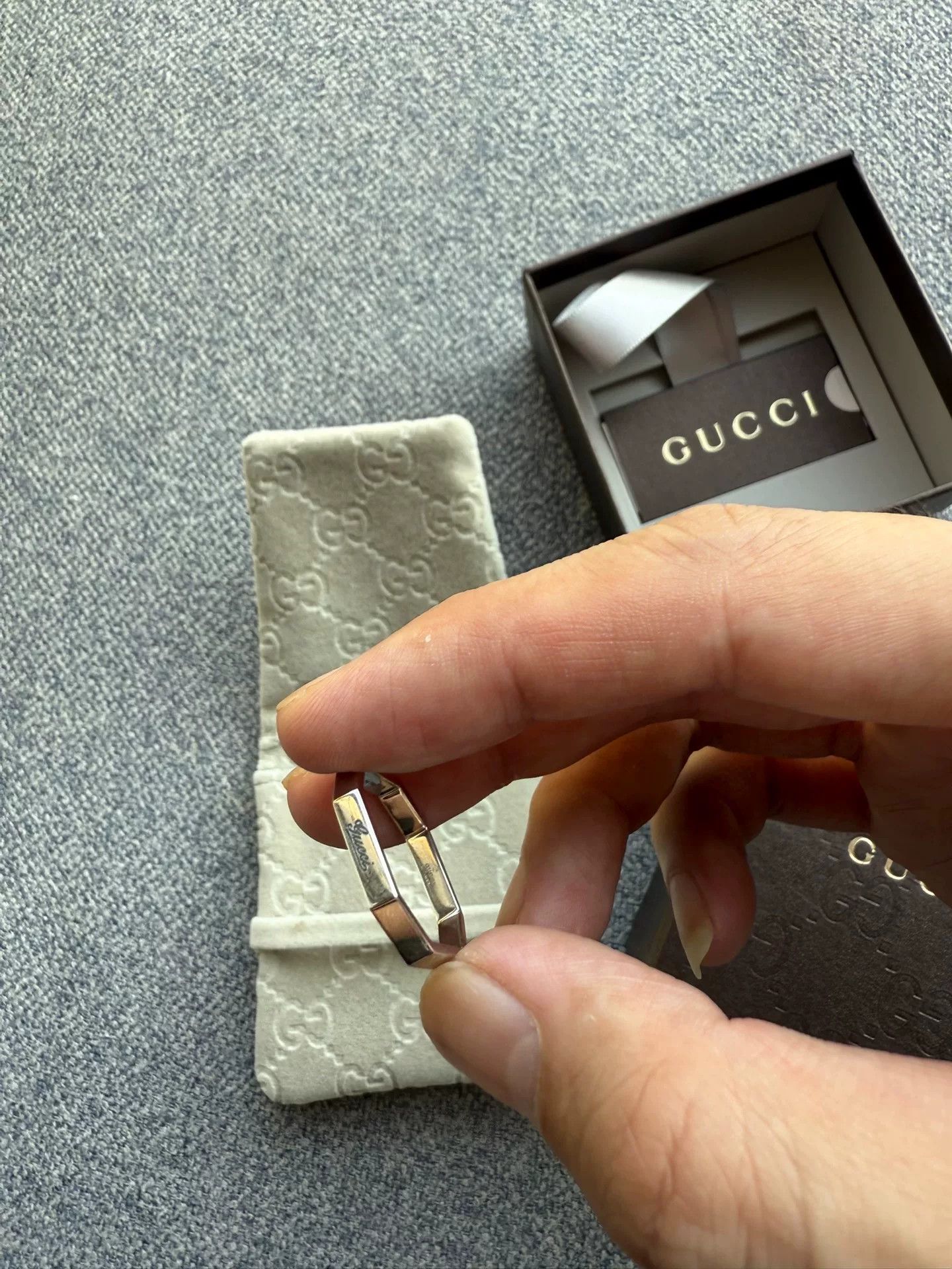 Gucci Gucci Platinum Hexagonal Ring Size 19 Size ONE SIZE - 3 Thumbnail
