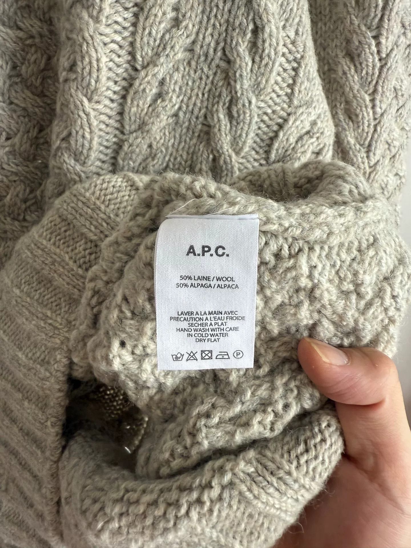 A.P.C. A.P.C Gray Wool Cable Knit Sweater Size US M / EU 48-50 / 2 - 4 Thumbnail