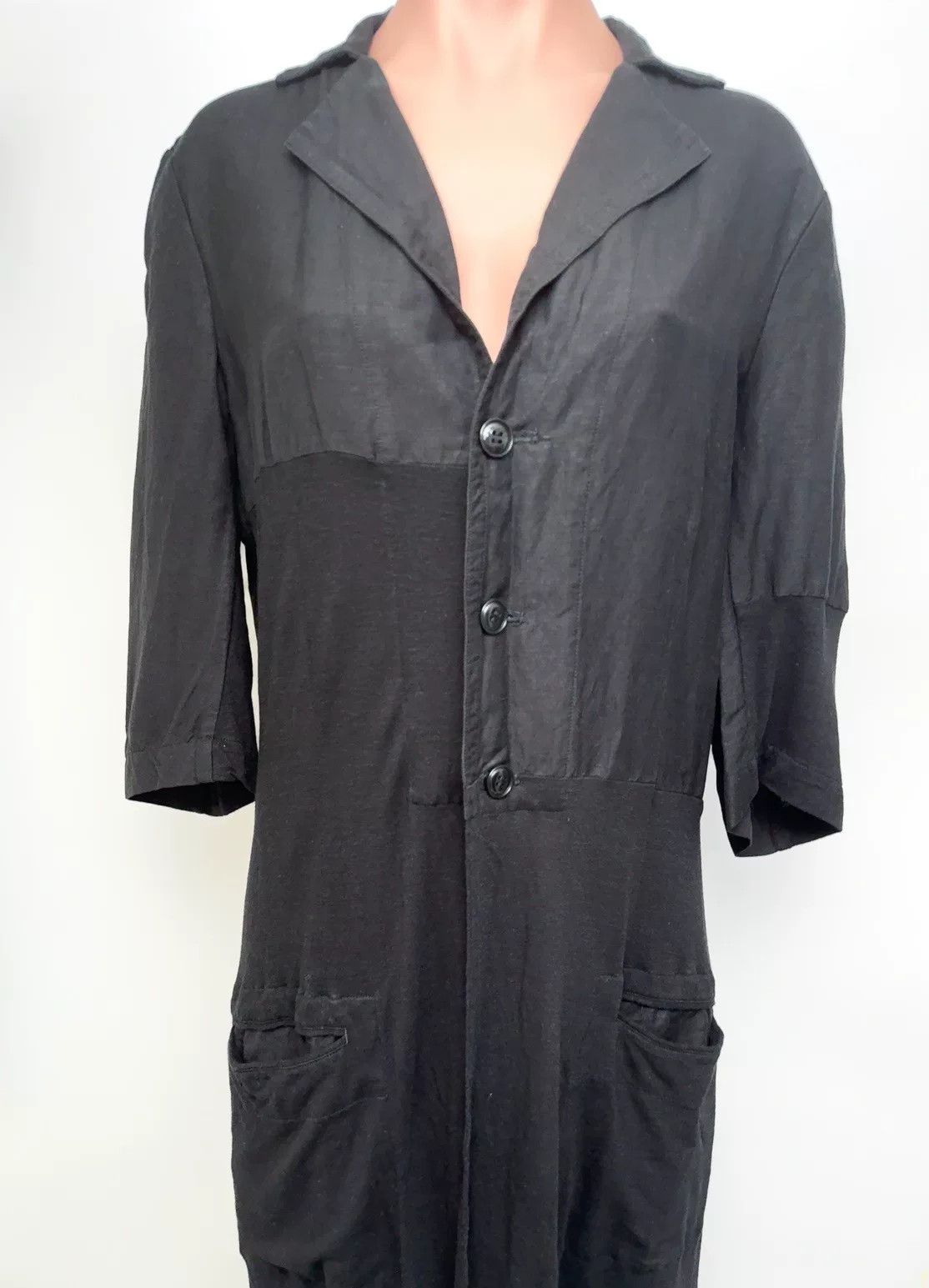 Y's Y's Mixed Material Long Cardigan Dress Size M / US 6-8 / IT 42-44 - 2 Thumbnail