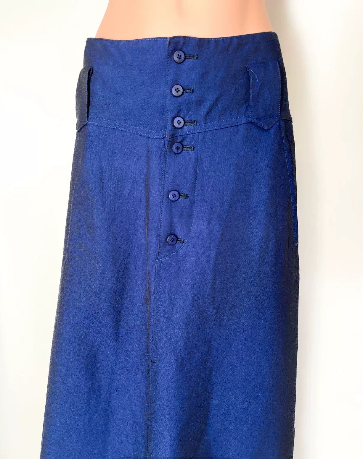 Yohji Yamamoto Yohji Yamamoto Dark Blue Long Skirt Size 23" - 2 Thumbnail