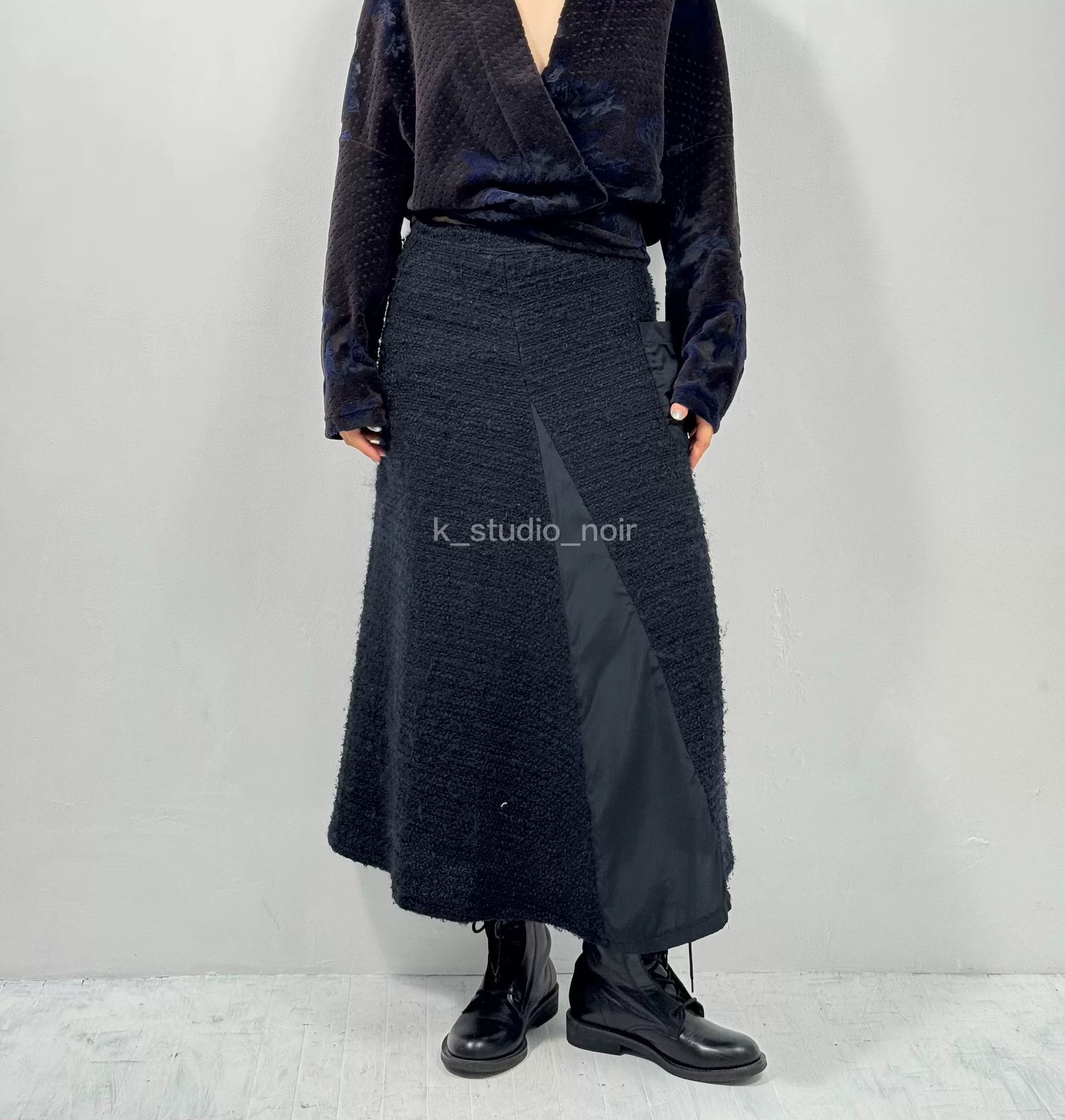 Yohji Yamamoto Yohji Yamamoto Patchwork Wool Midi Skirt Size 27" / US 4 / IT 40 - 2 Thumbnail