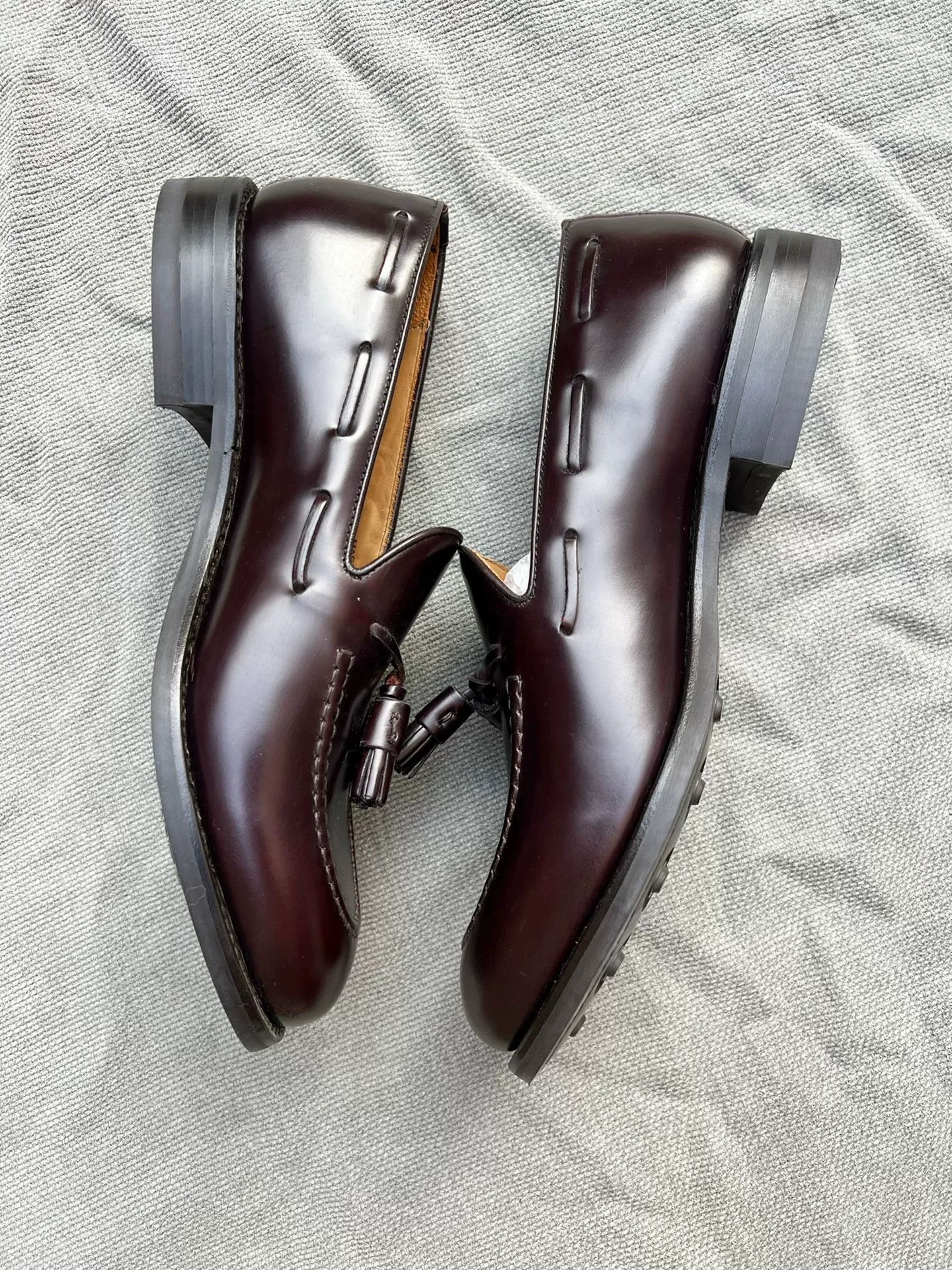 Berwick 1707 Burgundy Leather Loafers with Tassels Size US 10 / EU 43 - 5 Thumbnail