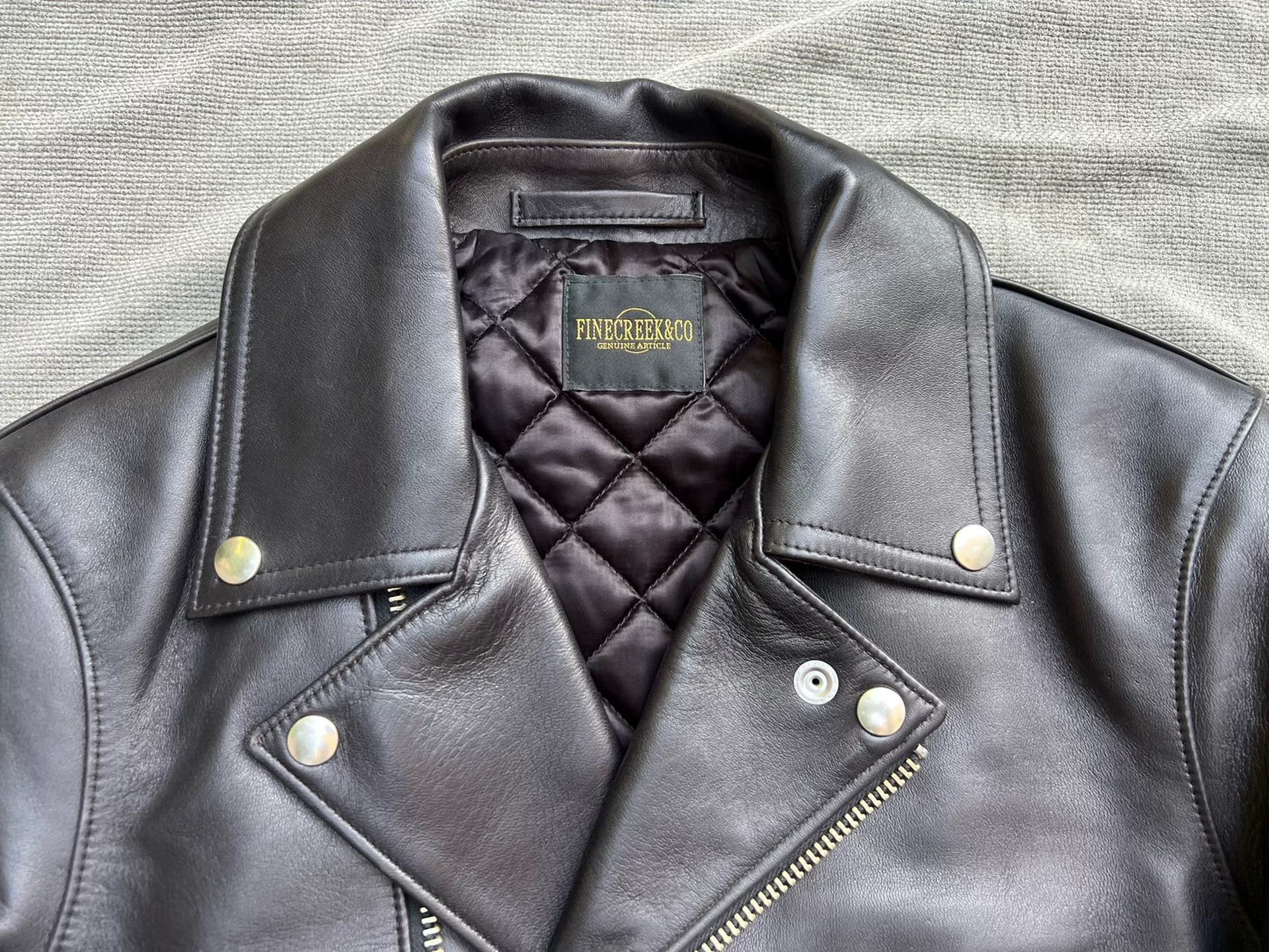 Fine Creek Fine Creek Leather Black Motorcycle Jacket Size US M / EU 48-50 / 2 - 3 Thumbnail