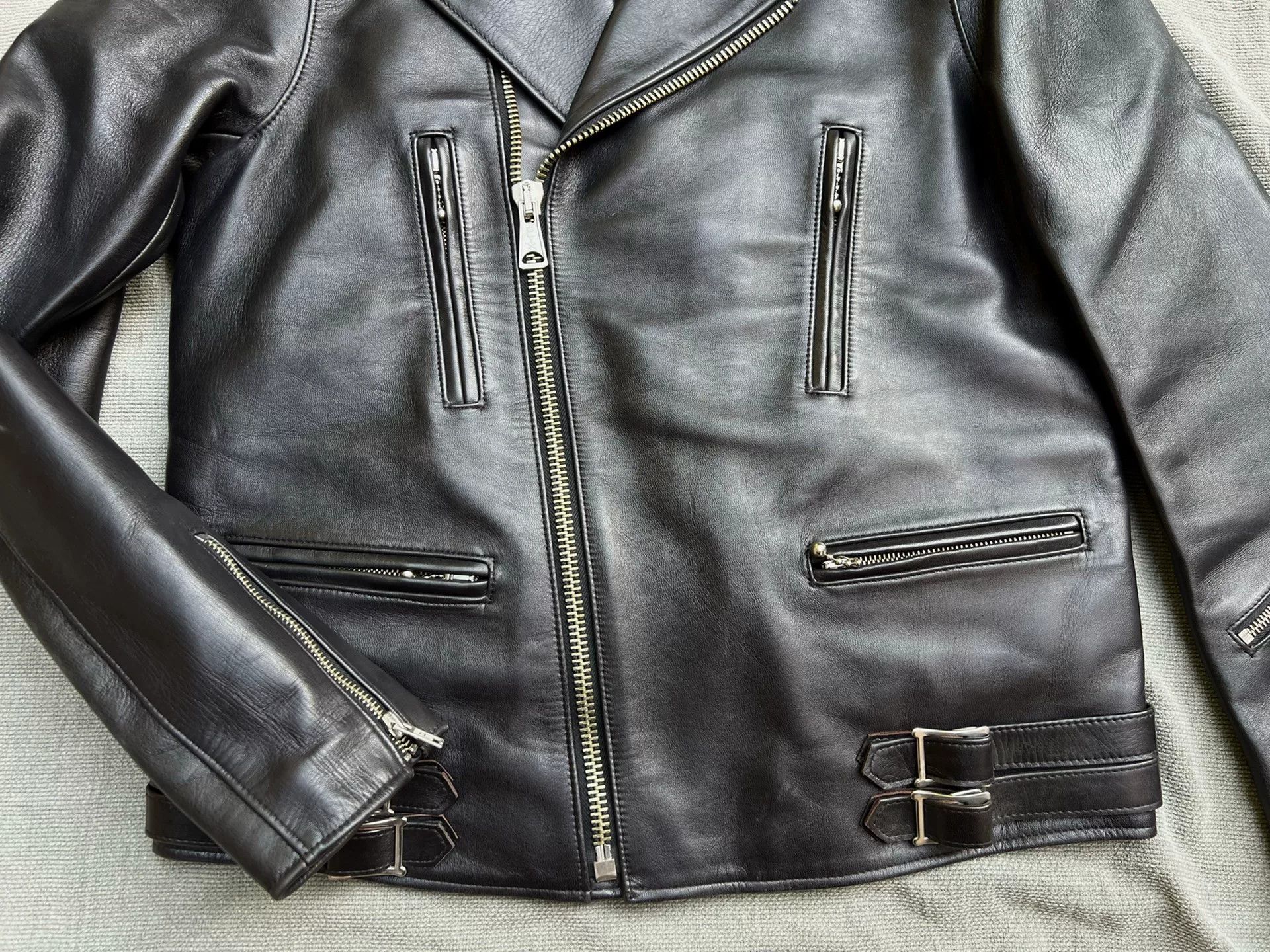 Fine Creek Fine Creek Leather Black Motorcycle Jacket Size US M / EU 48-50 / 2 - 2 Thumbnail