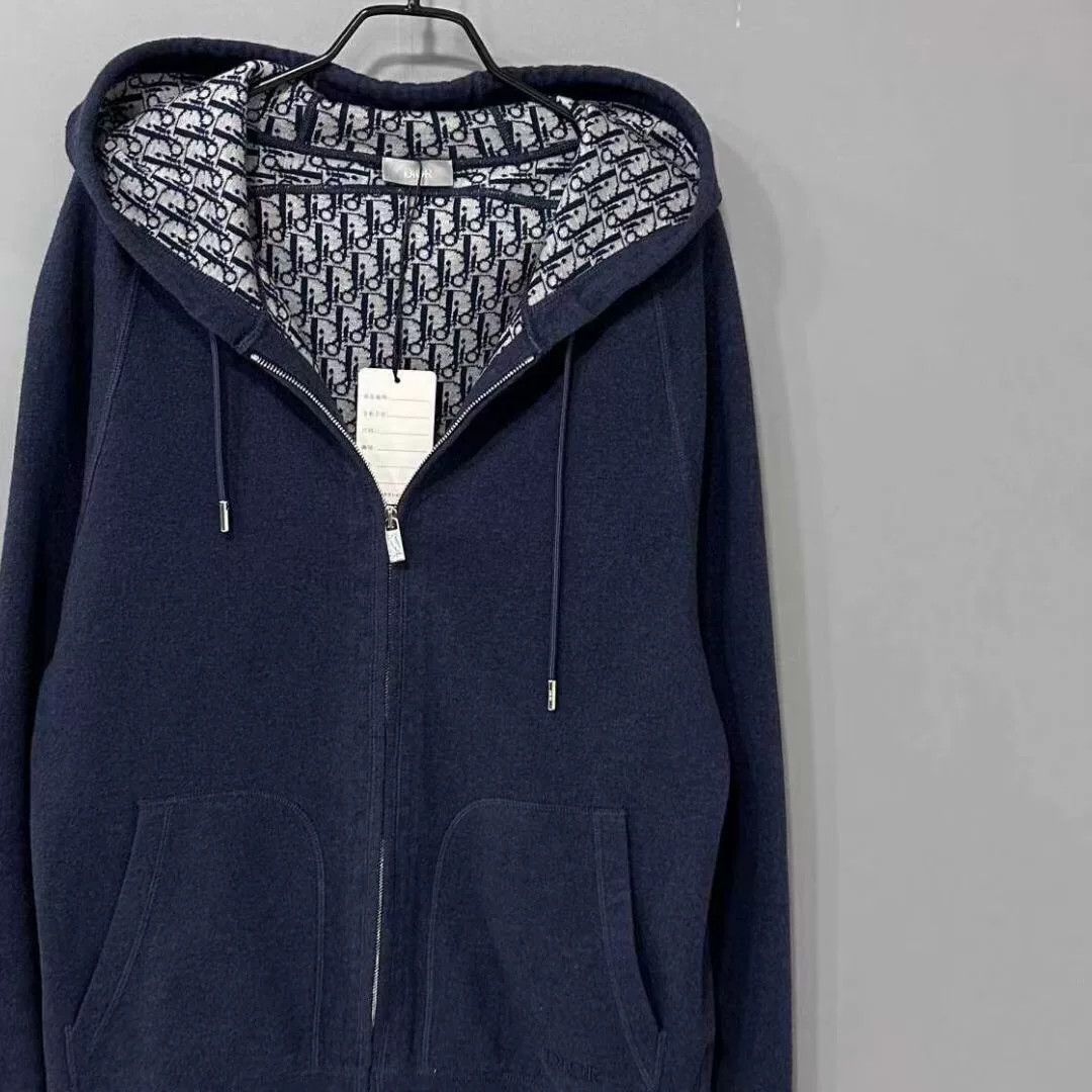 Dior dark blue Dior zip-up hooded sweatshirt Size US L / EU 52-54 / 3 - 2 Thumbnail