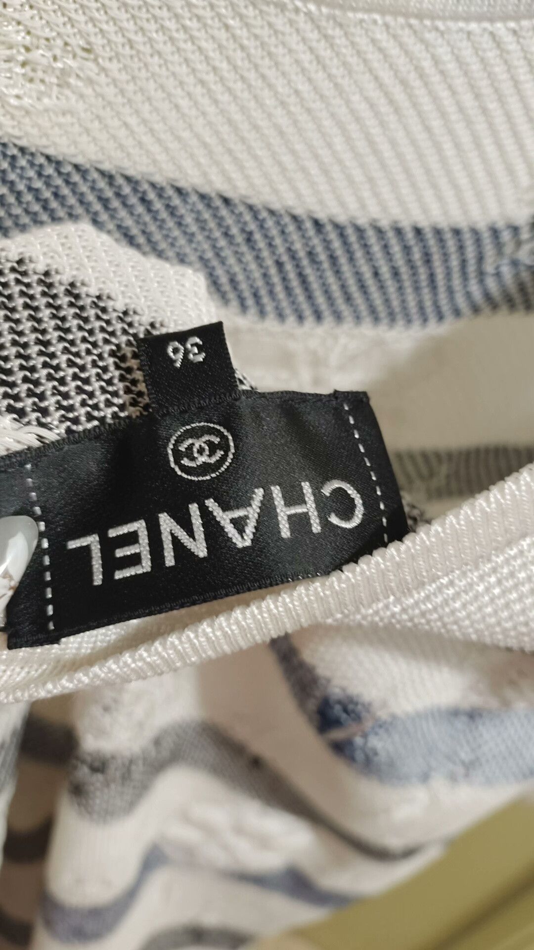 Chanel Chanel Gray White Striped Knit Dress Size S / US 4 / IT 40 - 6 Thumbnail