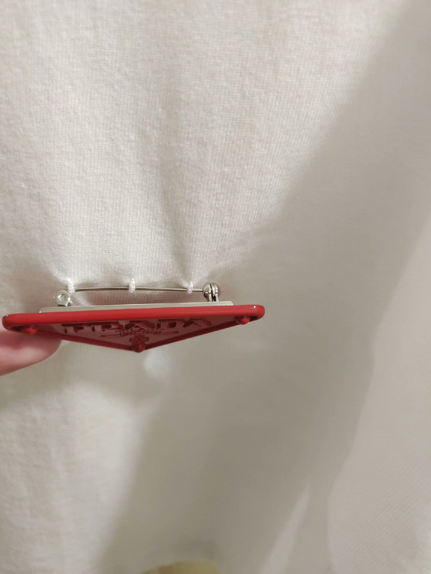 Prada Prada Red Brooch Top with Detachable Pin Size XS / US 0-2 / IT 36-38 - 5 Thumbnail