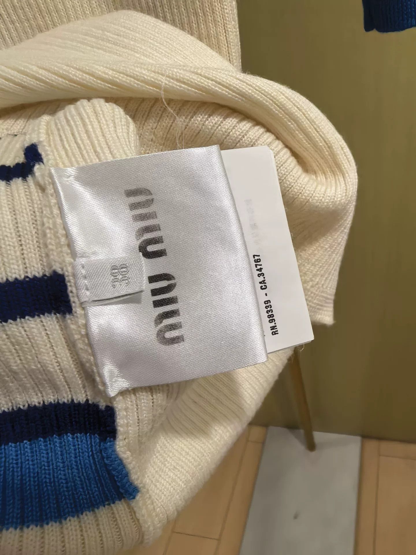 Miu Miu Miu Miu Blue White Striped Knit T-Shirt Size XL / US 12-14 / IT 48-50 - 6 Thumbnail