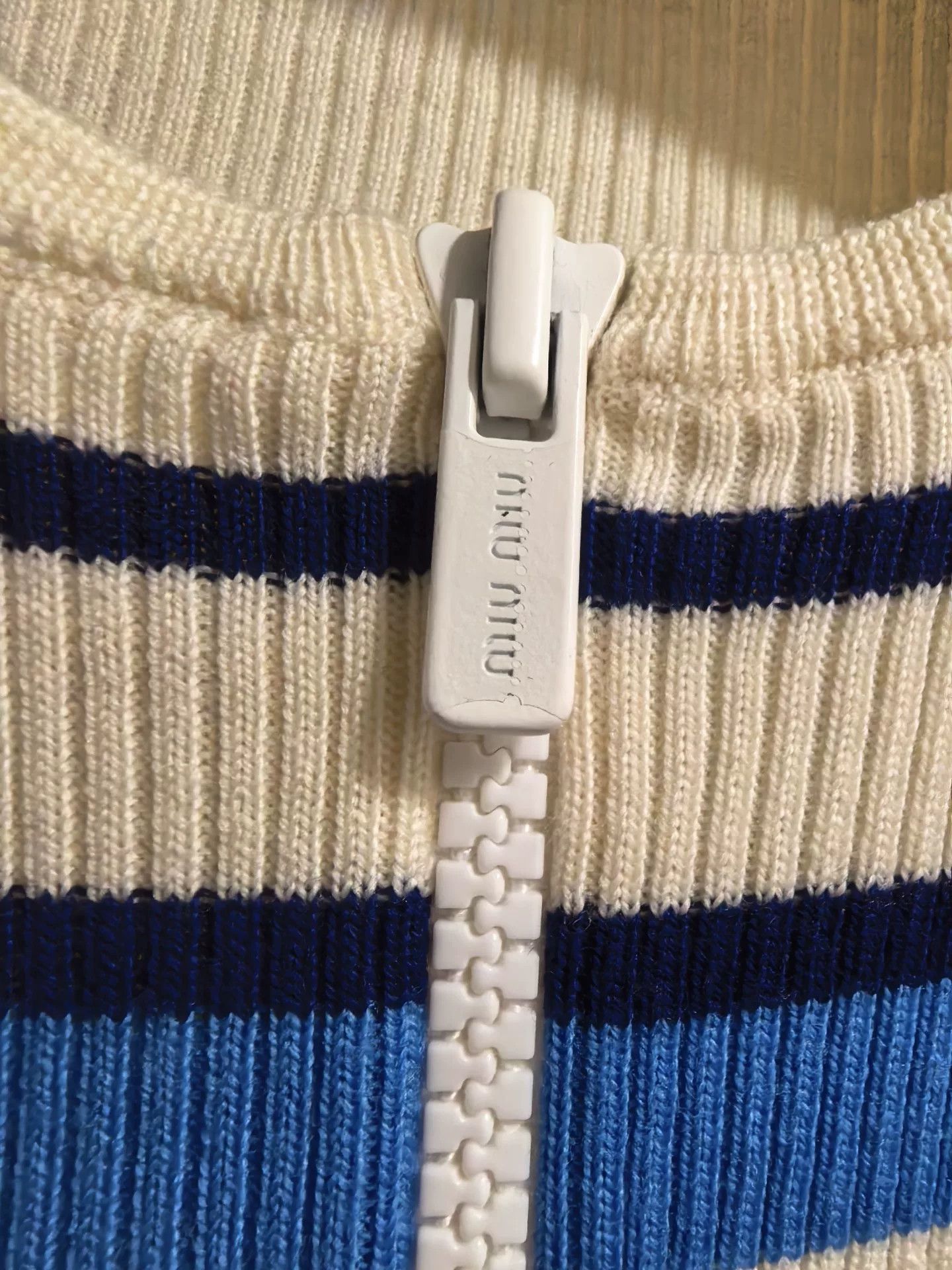 Miu Miu Miu Miu Blue White Striped Knit T-Shirt Size XL / US 12-14 / IT 48-50 - 4 Thumbnail