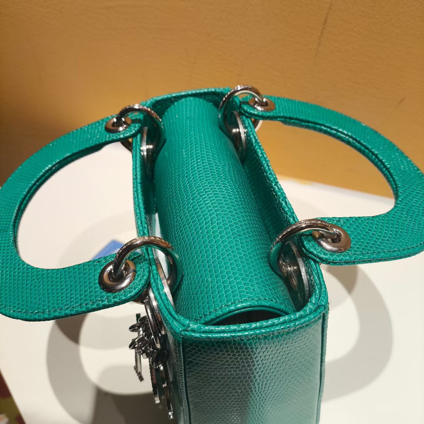 Dior Dior Lady Dior Green Lizard Handbag Size ONE SIZE - 7 Thumbnail