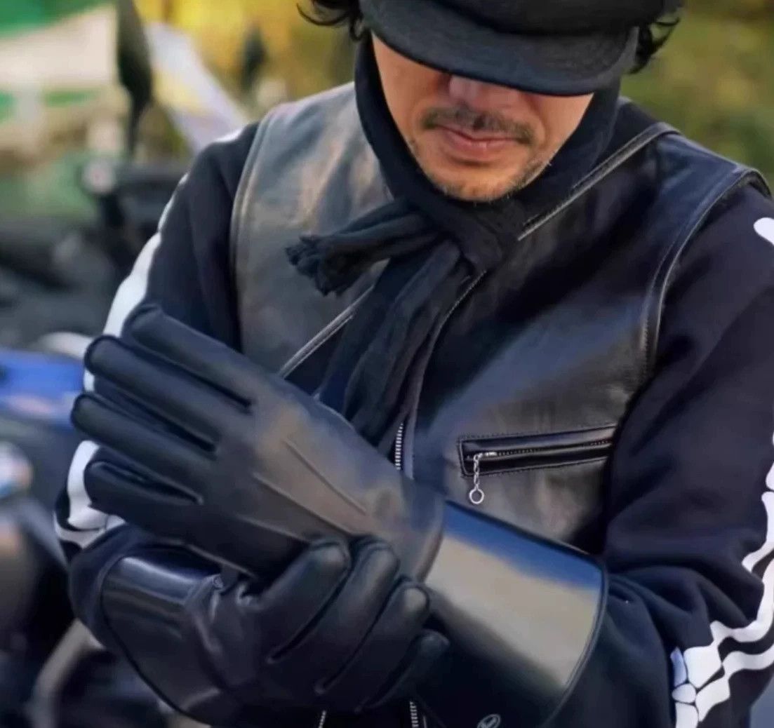 Buco BUCO Leather Biker Gloves with Fleece Lining Size ONE SIZE - 3 Thumbnail