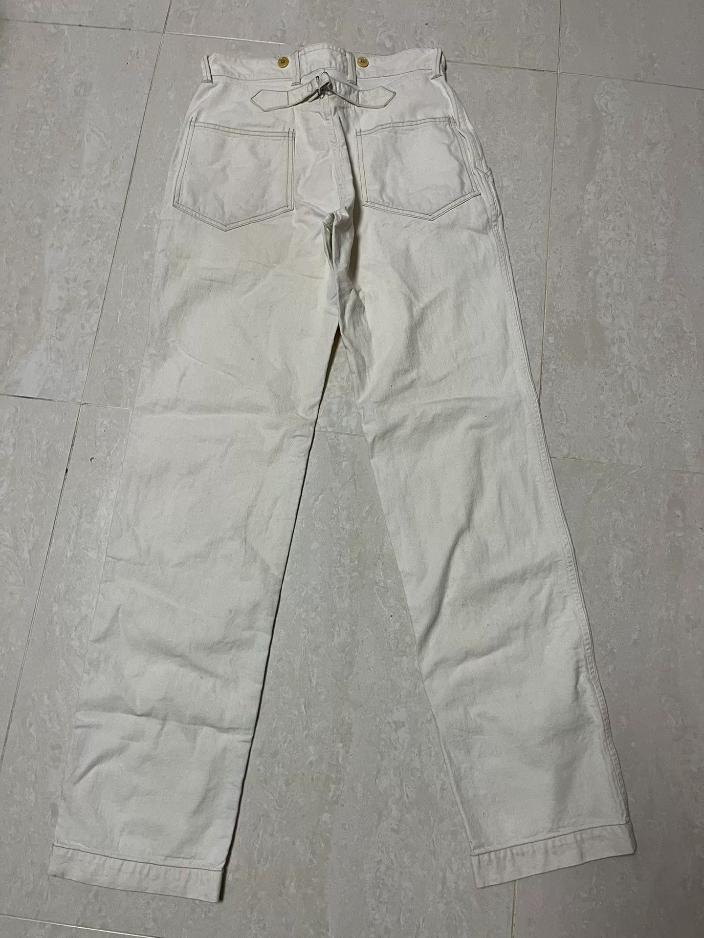 Freewheelers Freewheelers White Mid-rise Straight Leg Pants Size US 30 / EU 46 - 2 Thumbnail