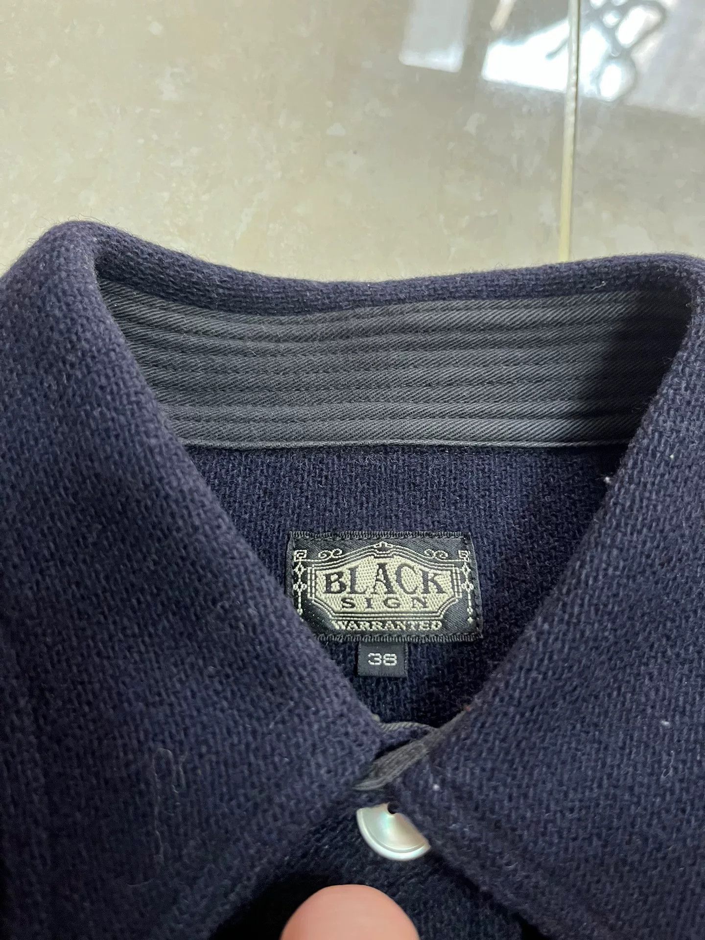 BLACK SIGN Navy Wool Shirt by Blacksign Size US M / EU 48-50 / 2 - 4 Thumbnail