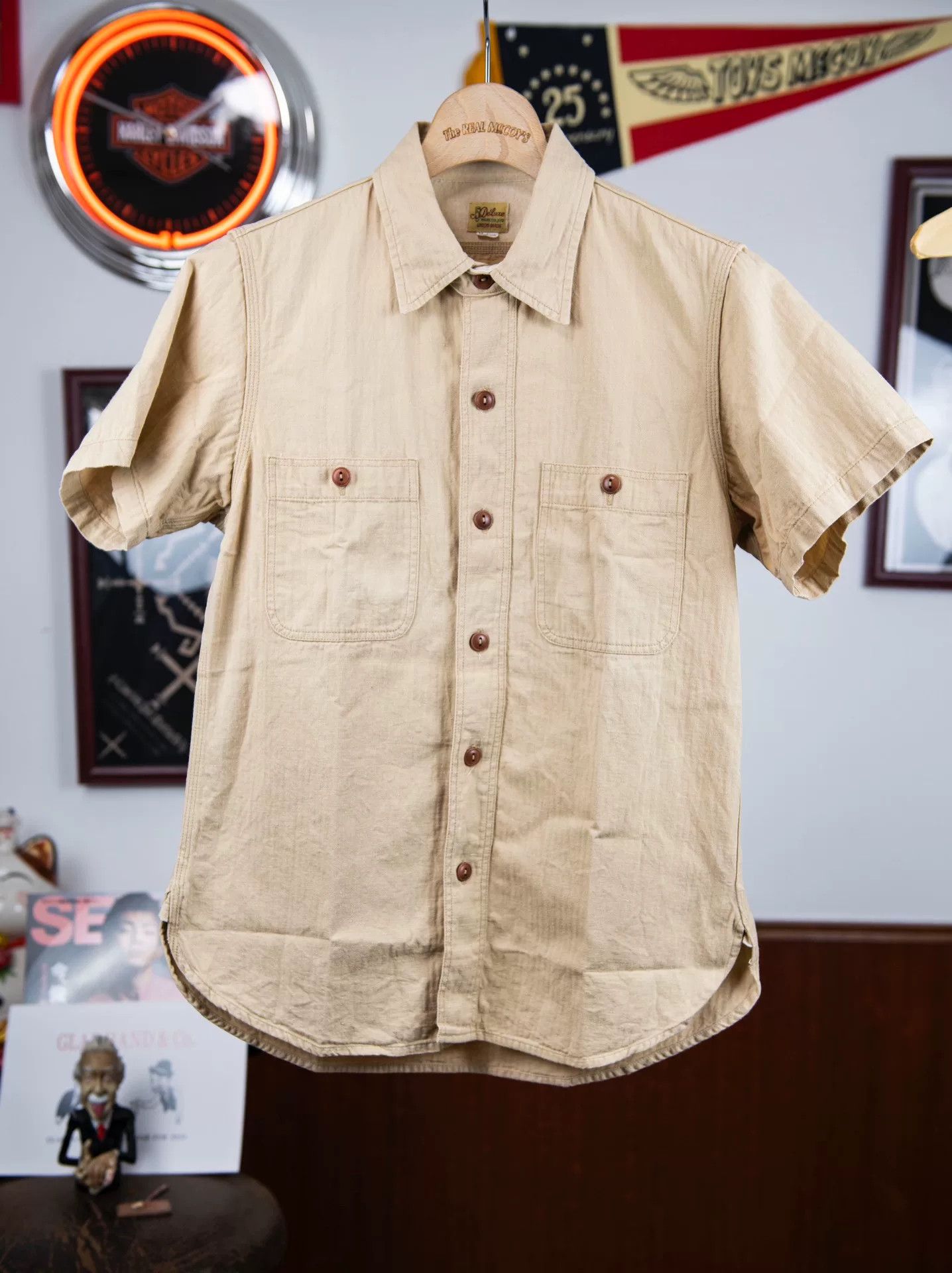 Deluxeware Deluxeware Beige Work Shirt with Embroidery Size US M / EU 48-50 / 2 - 2 Thumbnail