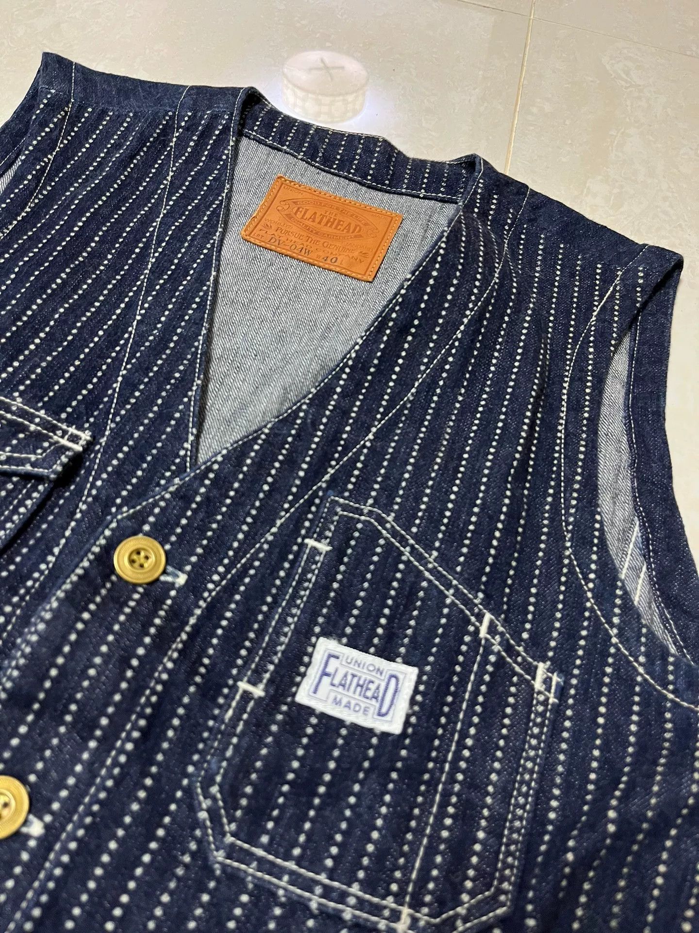 The Flat Head Classic Flat Head Denim Vest in Dark Blue Size US XXS / EU 40 - 3 Thumbnail