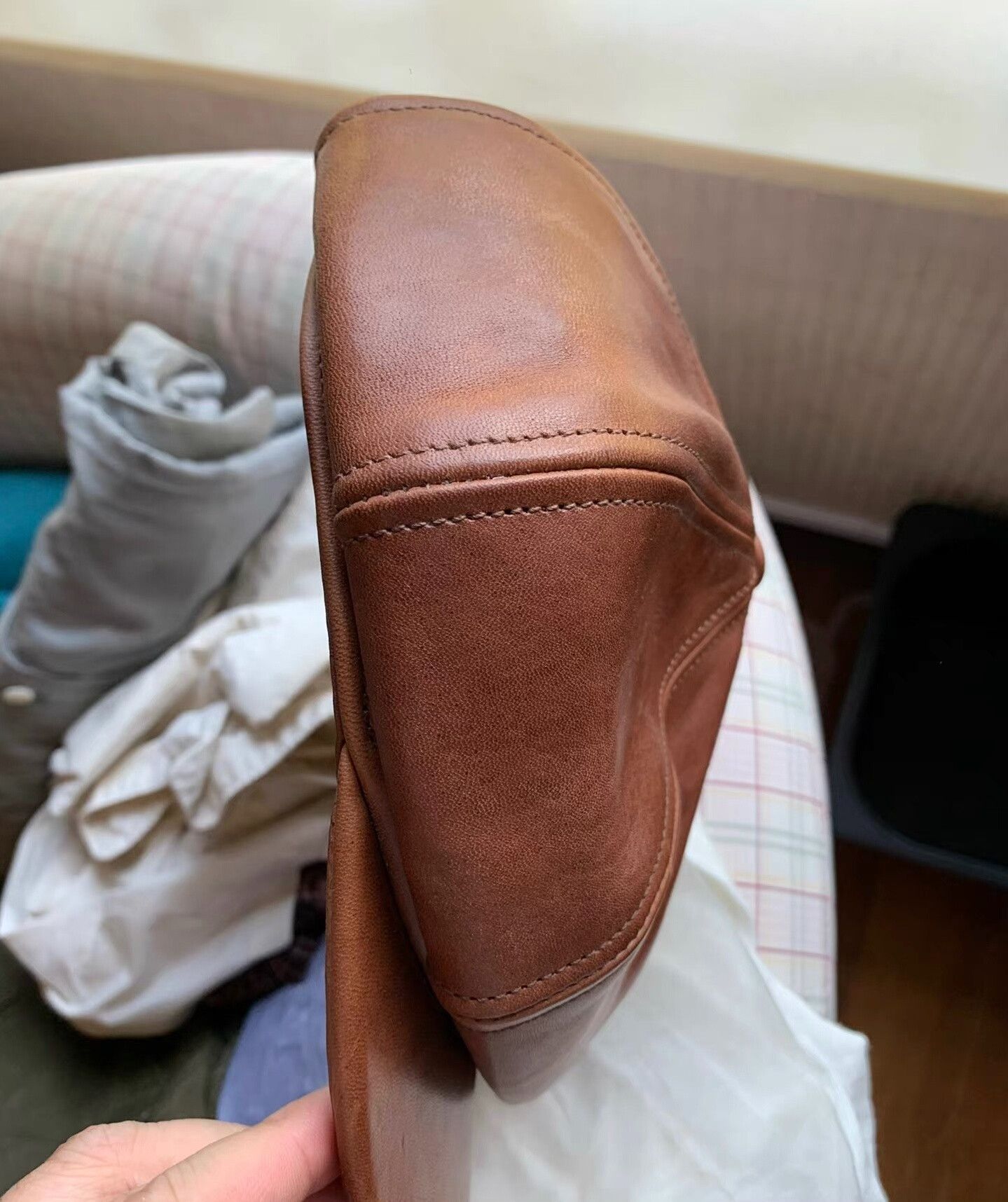 ATTRACTIONS Brown Vintage Leather Octagonal Hat Size ONE SIZE - 4 Thumbnail