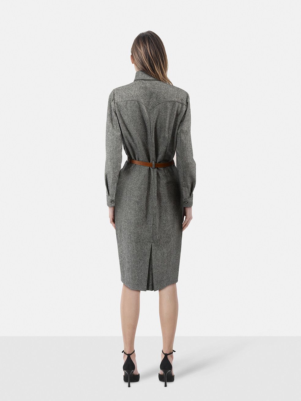 Alexander McQueen Grey Wool Belted Shirt Dress Size M / US 6-8 / IT 42-44 - 2 Thumbnail