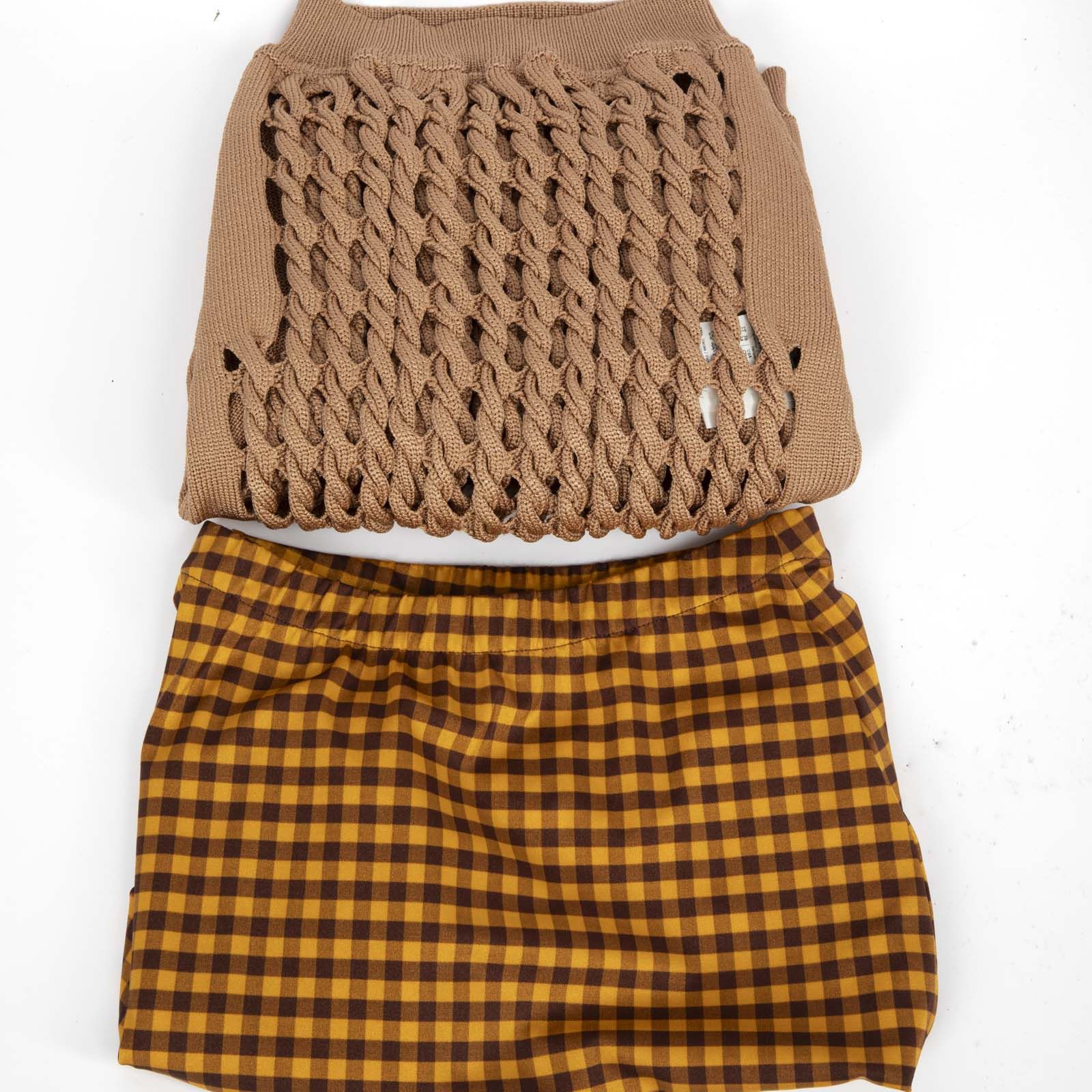 Fendi Brown Knit Gingham Lined Midi Skirt Size 26" / US 2 / IT 38 - 5 Thumbnail