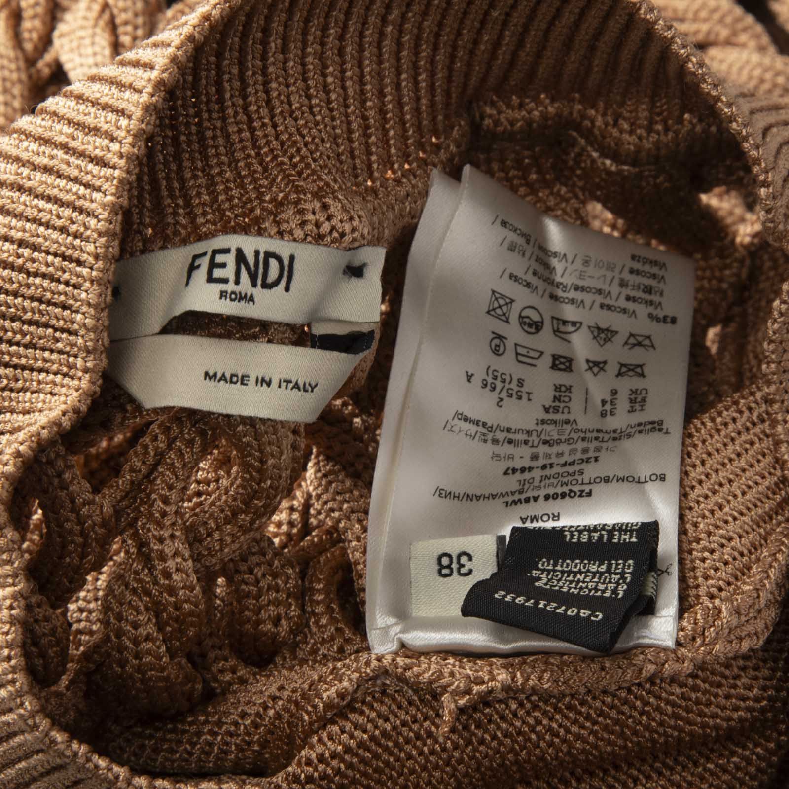 Fendi Brown Knit Gingham Lined Midi Skirt Size 26" / US 2 / IT 38 - 4 Thumbnail