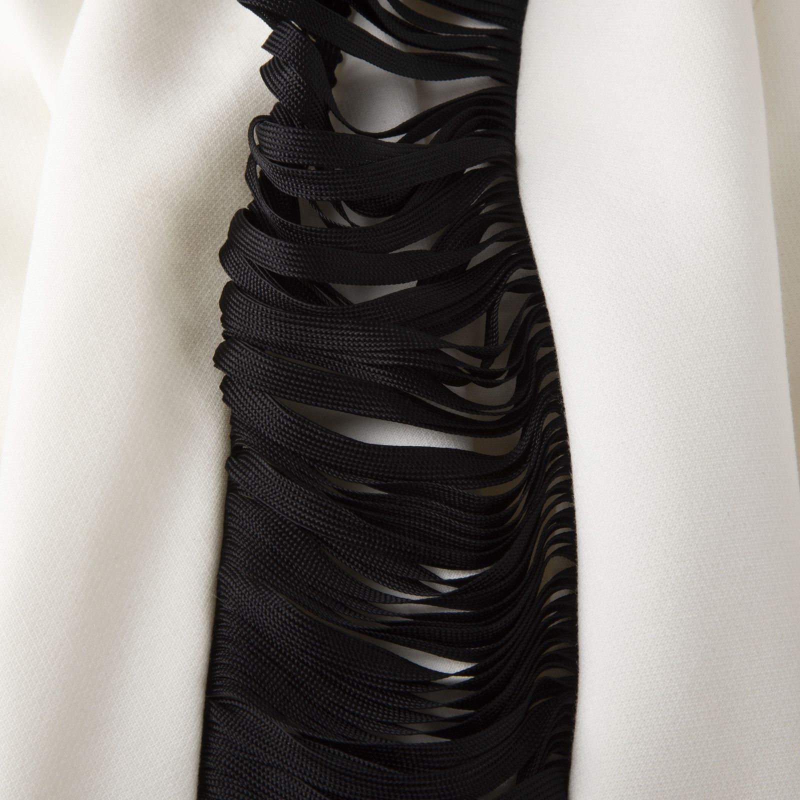 Sandro White Top With Sheer Black Panel Sleeves Size L / US 10 / IT 46 - 3 Thumbnail