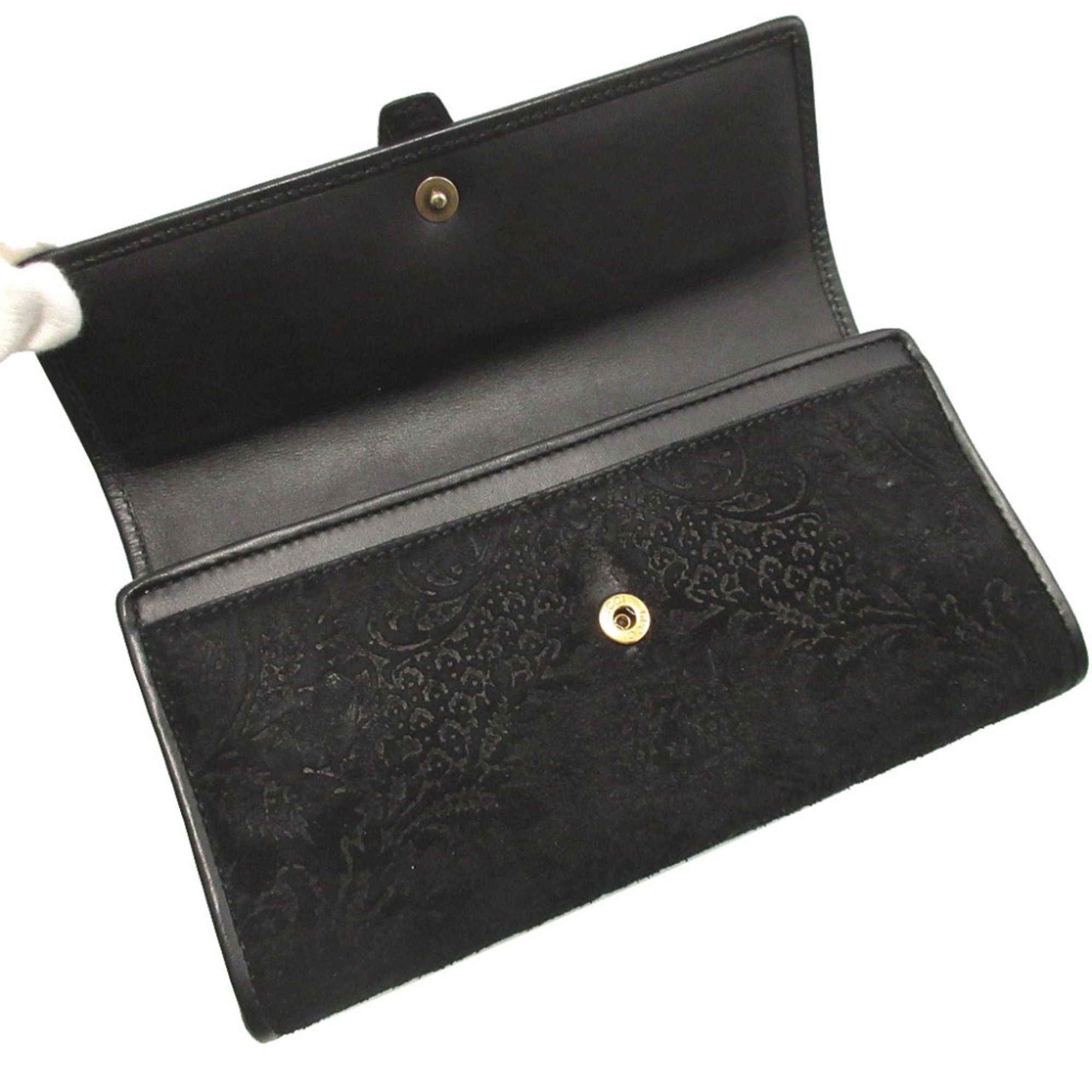 Gucci Excellent condition Gucci Soft Stirrup 27718 suede leather black bi-fold long wallet 0479 Size ONE SIZE - 4 Thumbnail