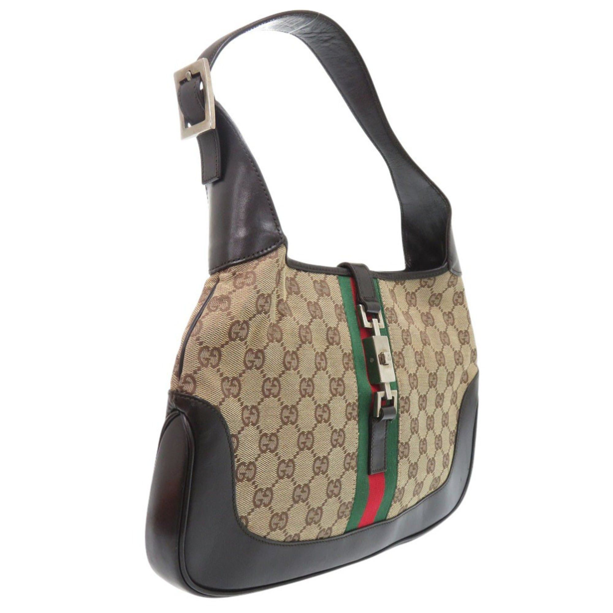 Gucci Gucci Jackie Line Shoulder Bag 001 3306 3444 GG Canvas Leather Beige 1624 Size ONE SIZE - 3 Thumbnail