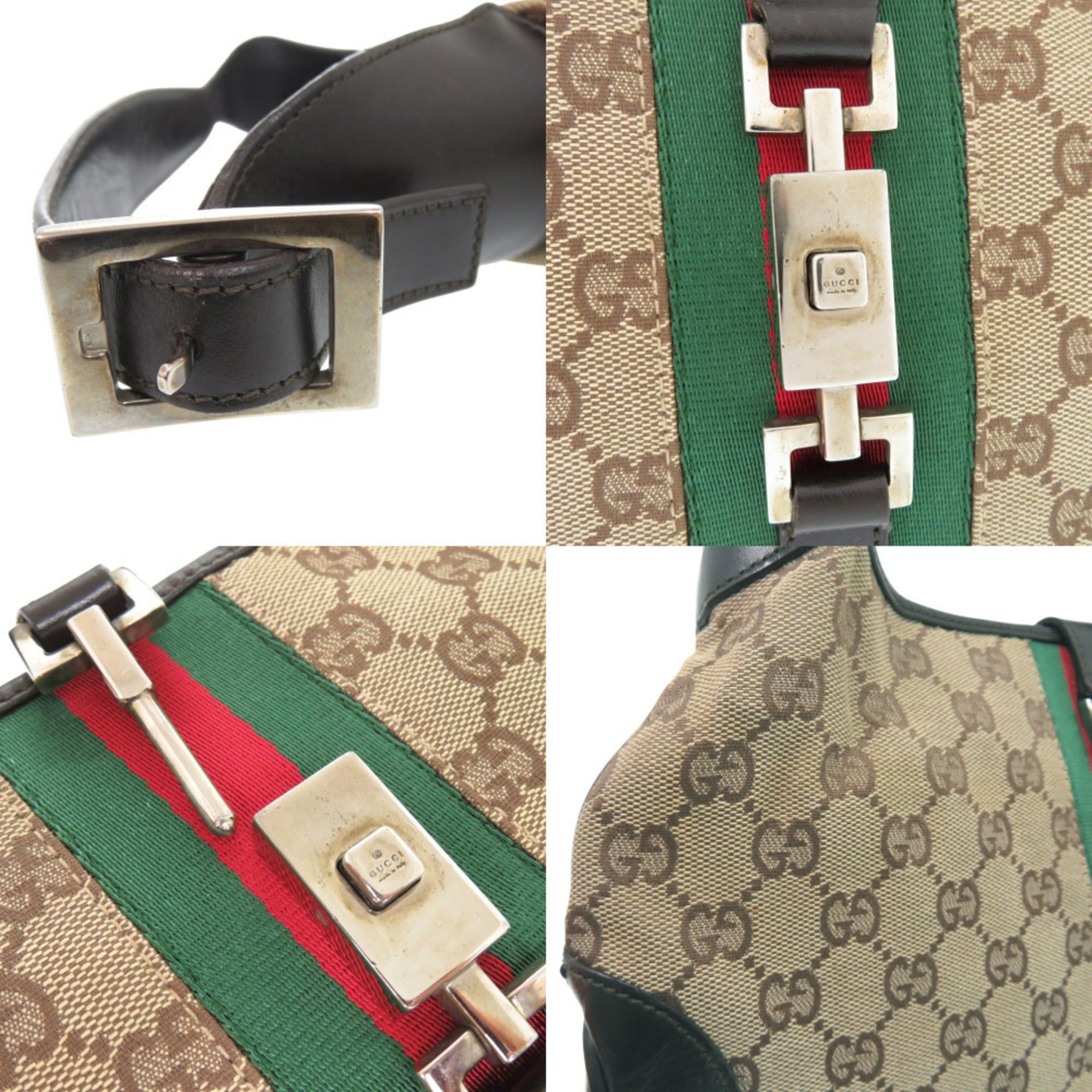 Gucci Gucci Jackie Line Shoulder Bag 001 3306 3444 GG Canvas Leather Beige 1624 Size ONE SIZE - 9 Thumbnail