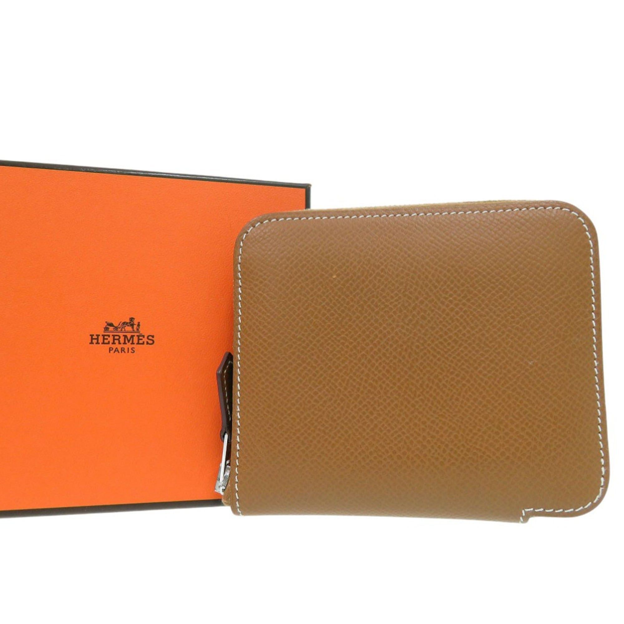 Hermes Hermes Hermès Azap Compact Silkin Gold Round Wallet in Brown Leather with W Stamp, 1635 Size ONE SIZE - 2 Thumbnail