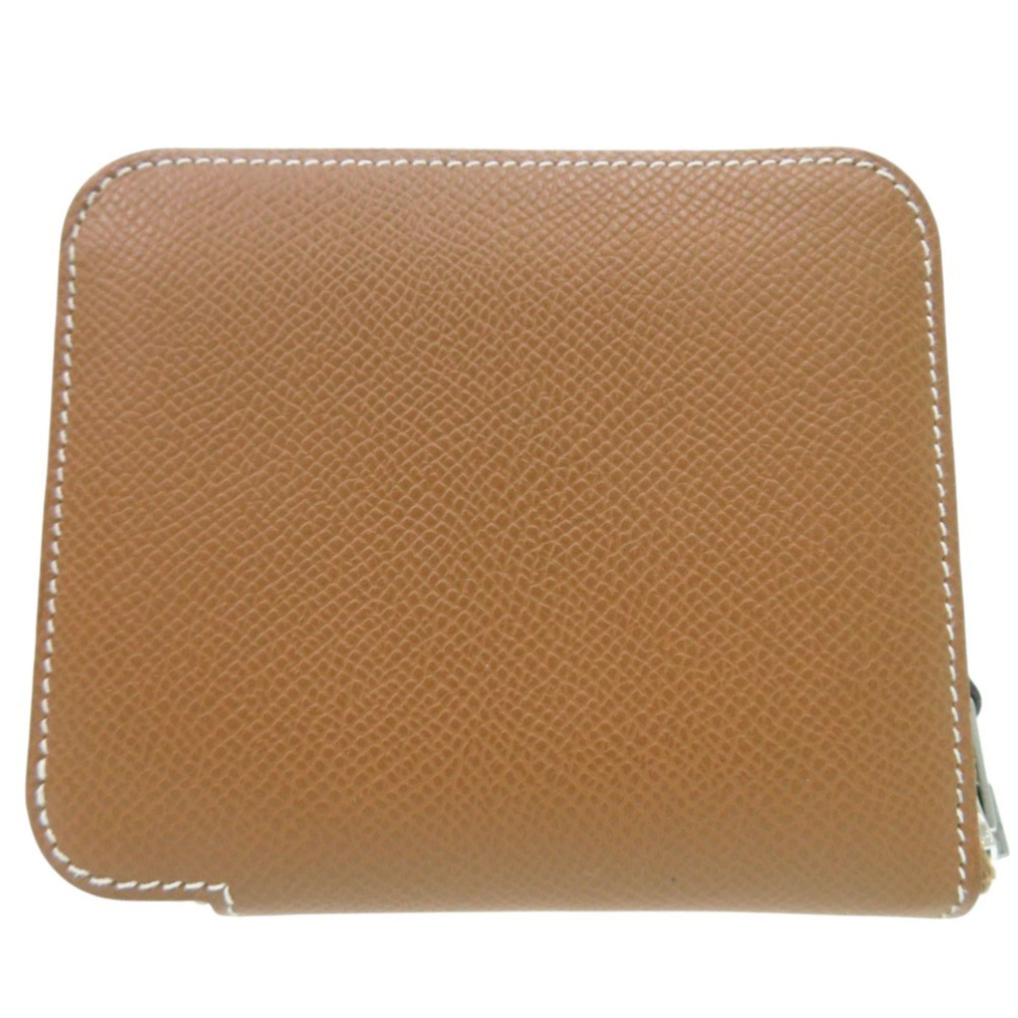 Hermes Hermes Hermès Azap Compact Silkin Gold Round Wallet in Brown Leather with W Stamp, 1635 Size ONE SIZE - 3 Thumbnail
