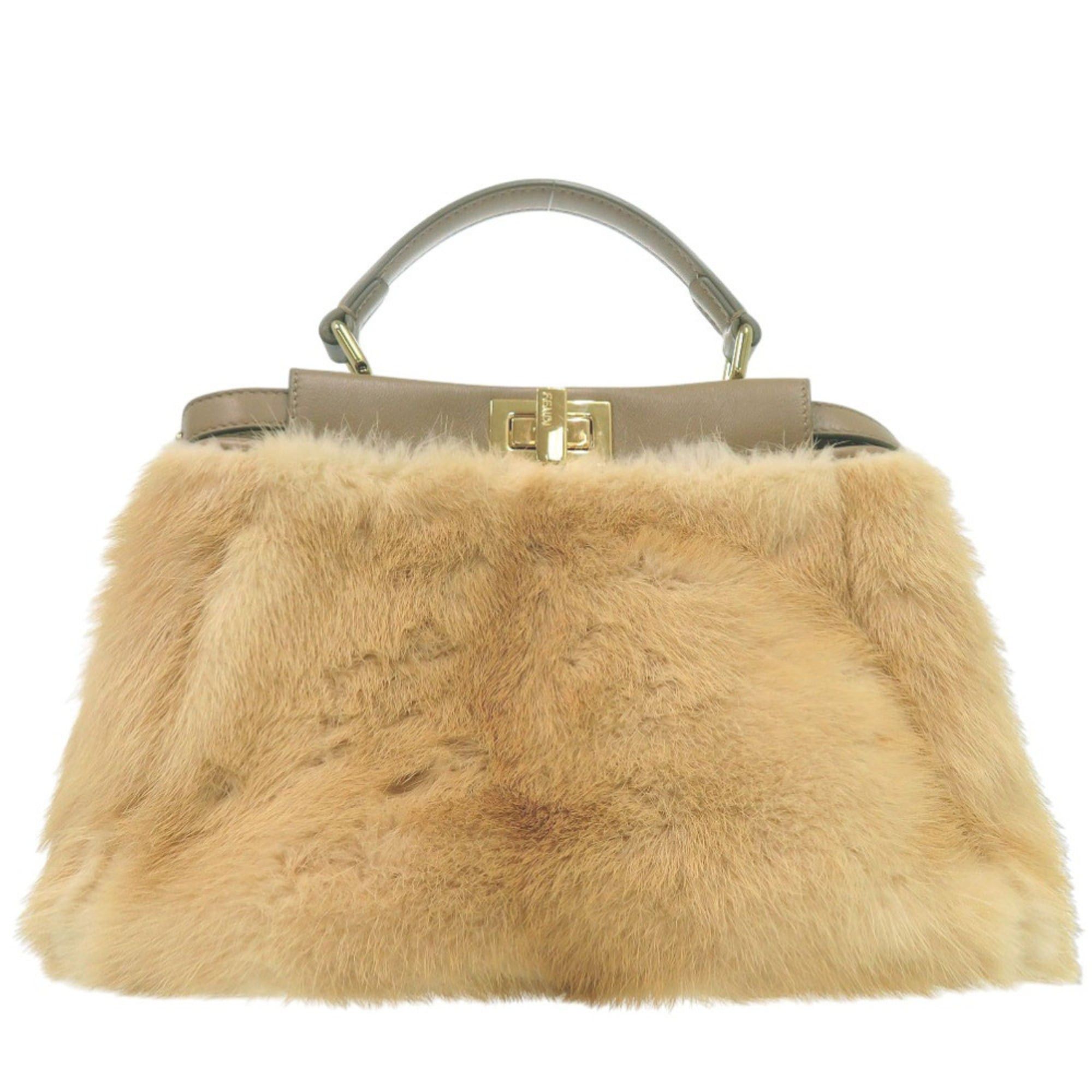 Fendi Excellent condition Fendi Peekaboo Mini 2-way handbag 8BN244 S8HC-199-10429 mink leather beige 1380 Size ONE SIZE - 2 Thumbnail