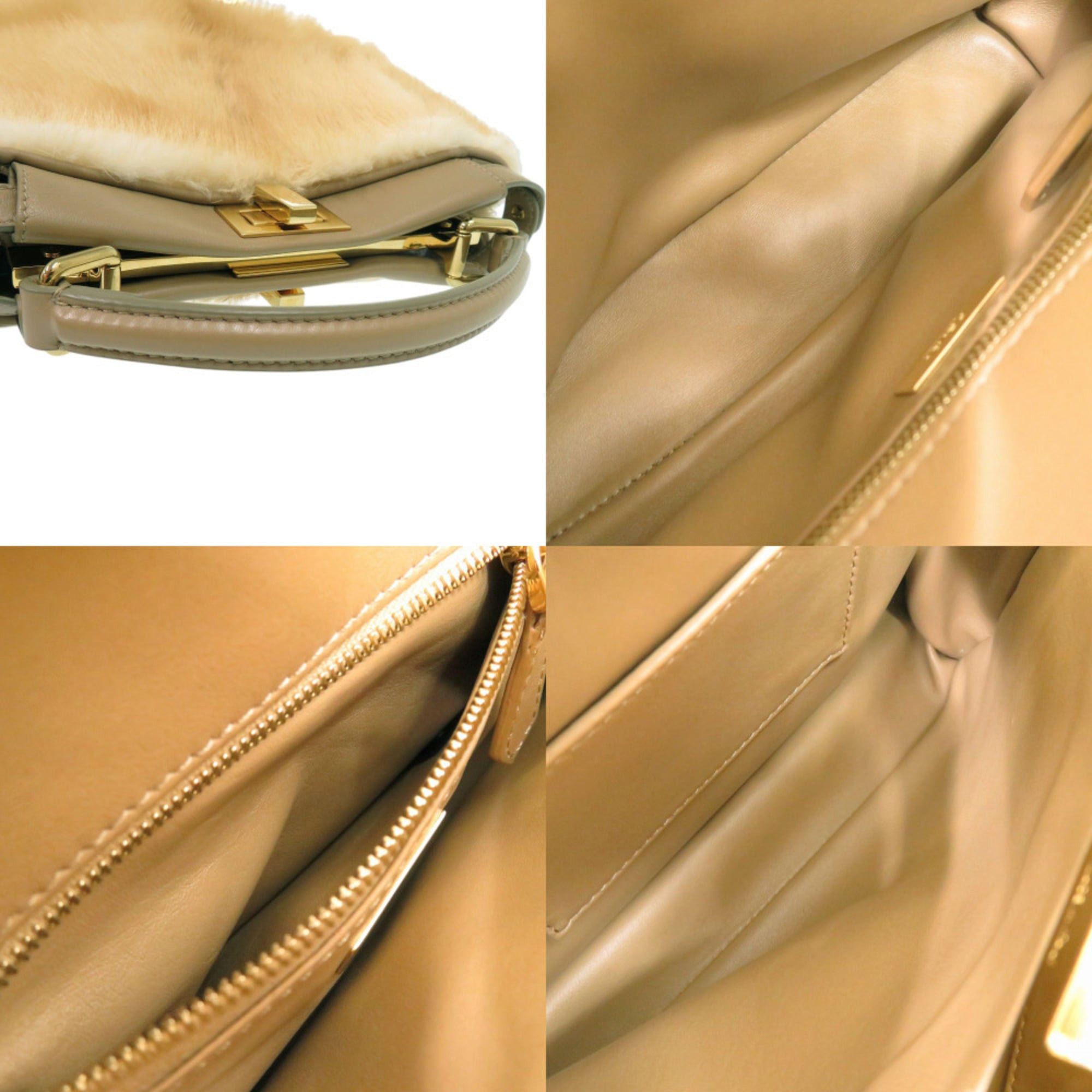 Fendi Excellent condition Fendi Peekaboo Mini 2-way handbag 8BN244 S8HC-199-10429 mink leather beige 1380 Size ONE SIZE - 6 Thumbnail