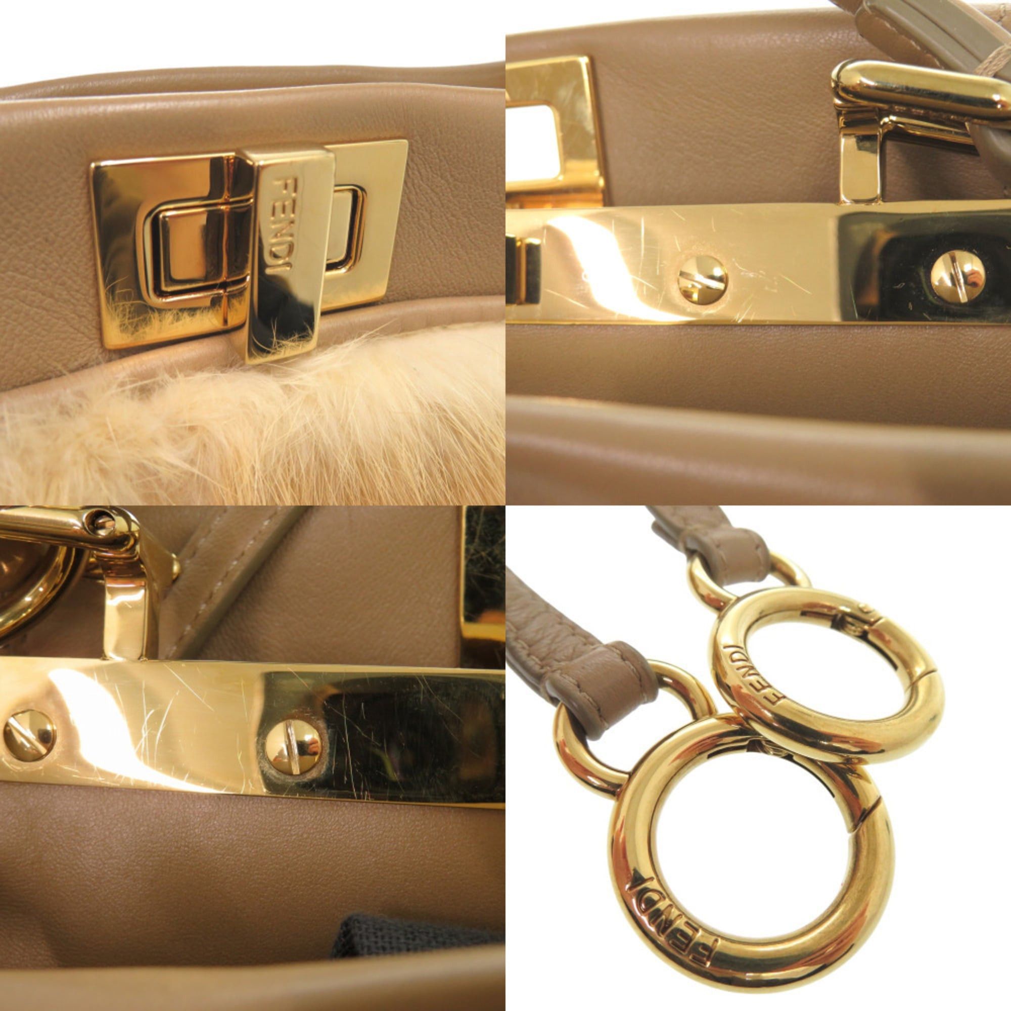 Fendi Excellent condition Fendi Peekaboo Mini 2-way handbag 8BN244 S8HC-199-10429 mink leather beige 1380 Size ONE SIZE - 9 Thumbnail