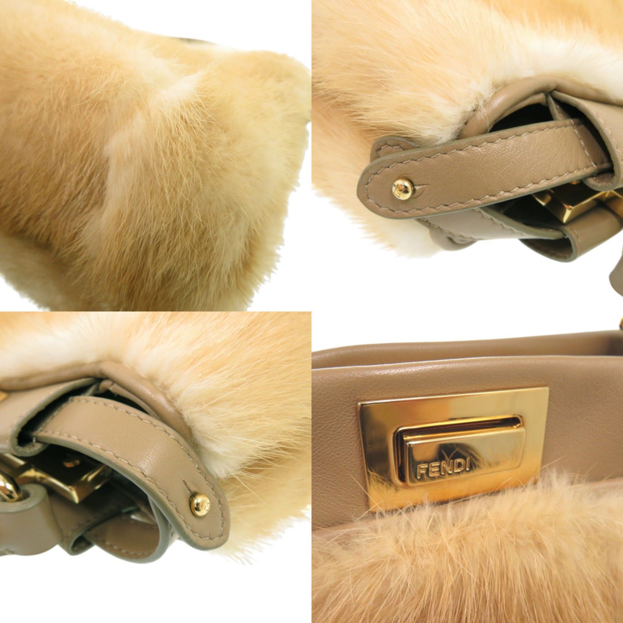 Fendi Excellent condition Fendi Peekaboo Mini 2-way handbag 8BN244 S8HC-199-10429 mink leather beige 1380 Size ONE SIZE - 8 Thumbnail