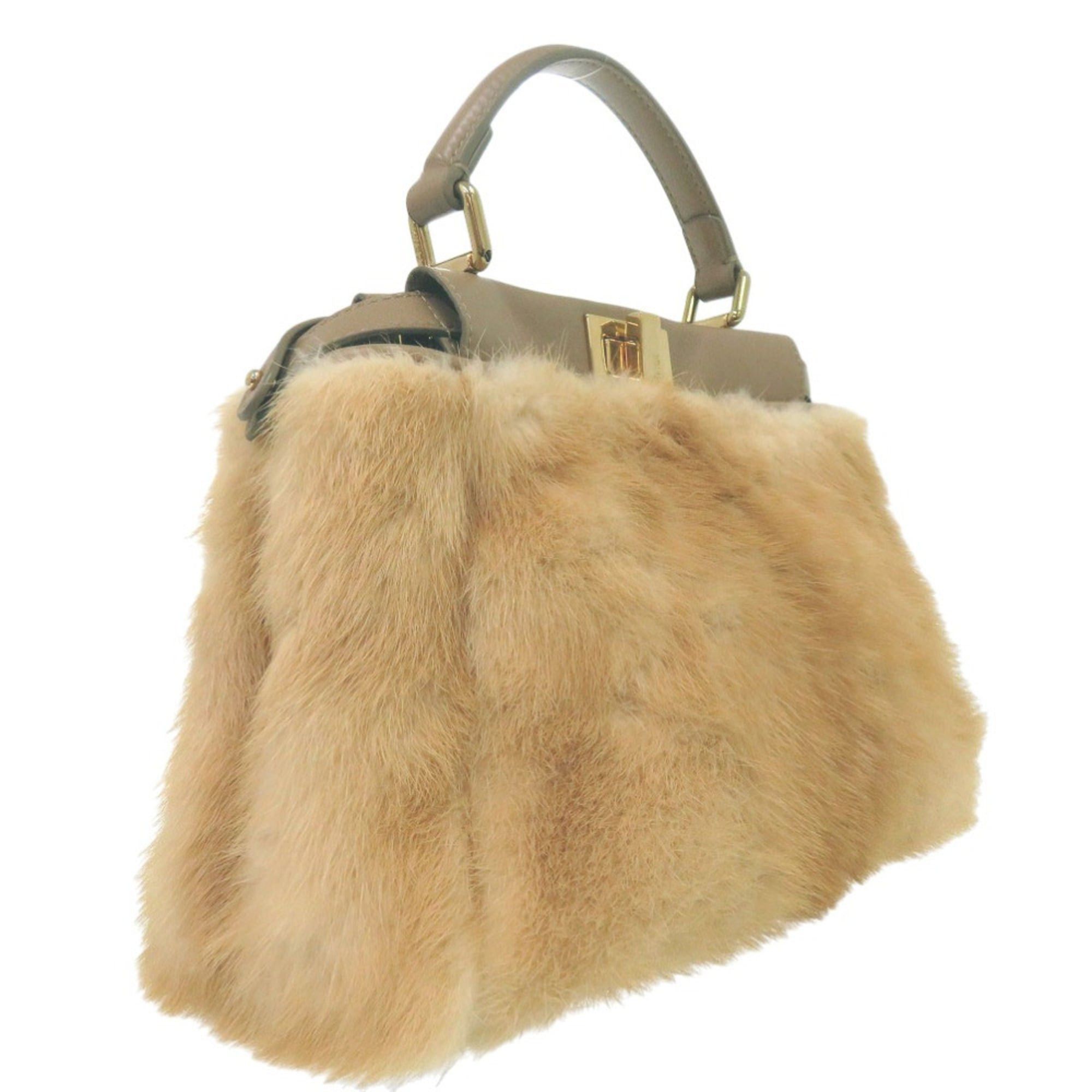 Fendi Excellent condition Fendi Peekaboo Mini 2-way handbag 8BN244 S8HC-199-10429 mink leather beige 1380 Size ONE SIZE - 3 Thumbnail