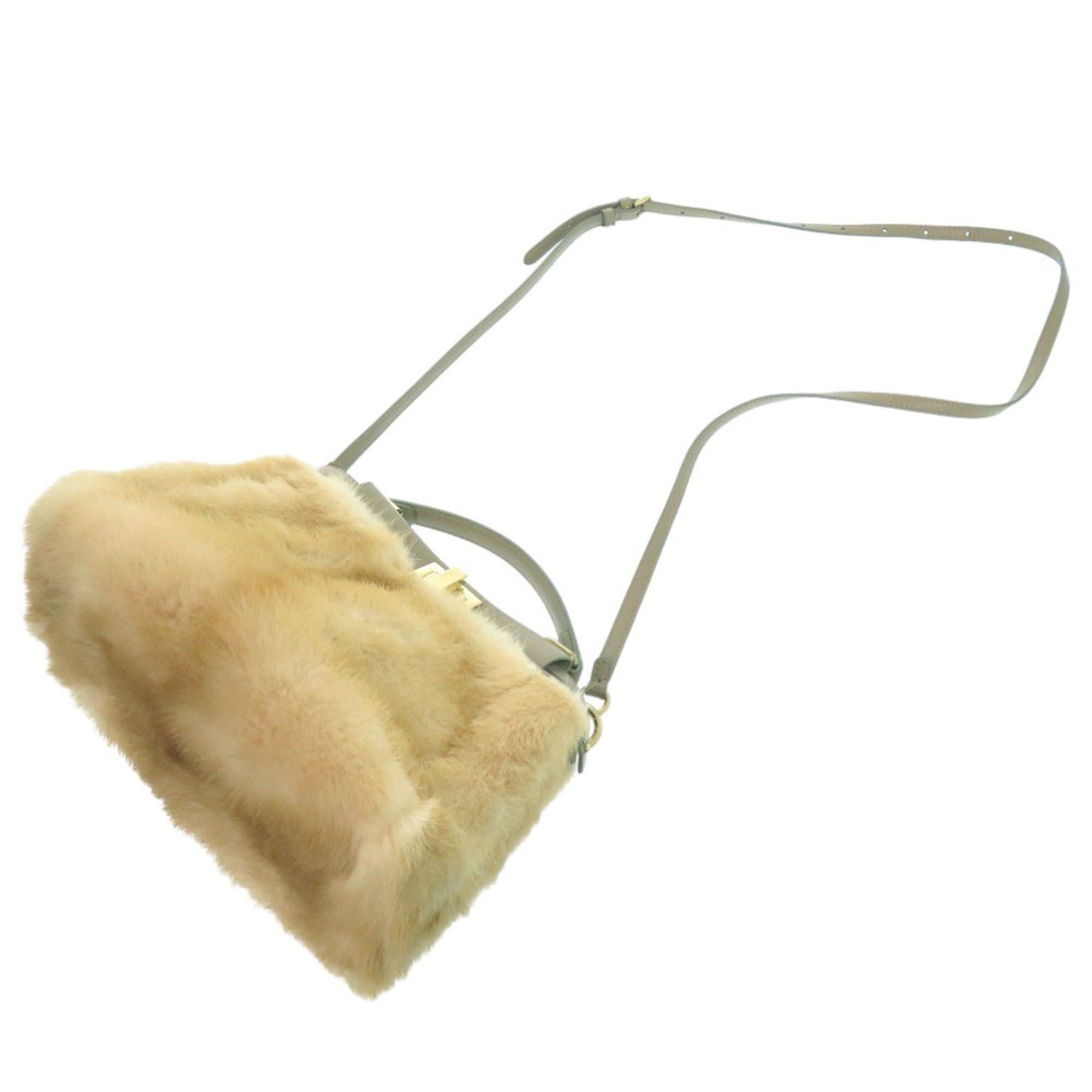 Fendi Excellent condition Fendi Peekaboo Mini 2-way handbag 8BN244 S8HC-199-10429 mink leather beige 1380 Size ONE SIZE - 5 Thumbnail