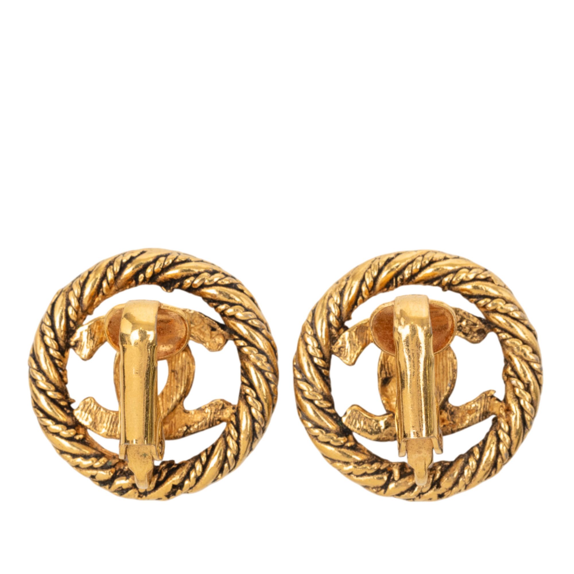 Chanel Chanel CC Gold Plated Round Clip on Earrings Size ONE SIZE - 2 Thumbnail