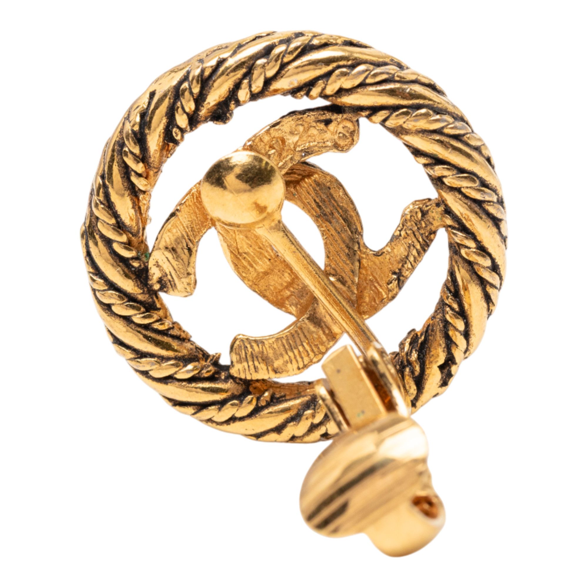 Chanel Chanel CC Gold Plated Round Clip on Earrings Size ONE SIZE - 3 Thumbnail