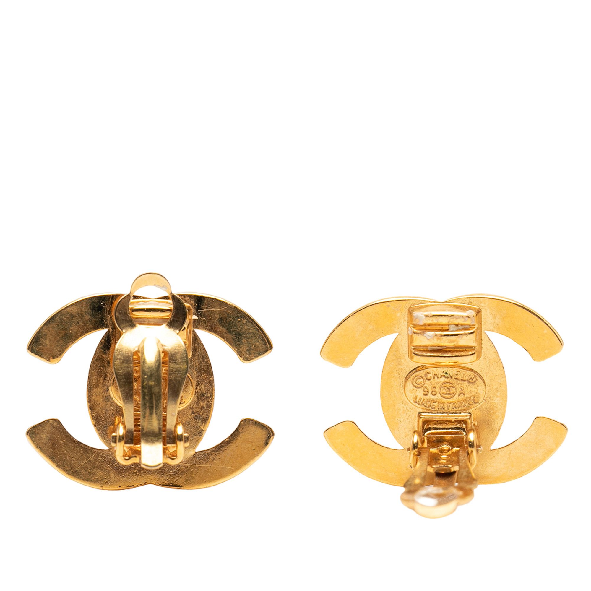 Chanel Chanel CC Gold Plated Turn Lock Clip on Earrings Size ONE SIZE - 3 Thumbnail