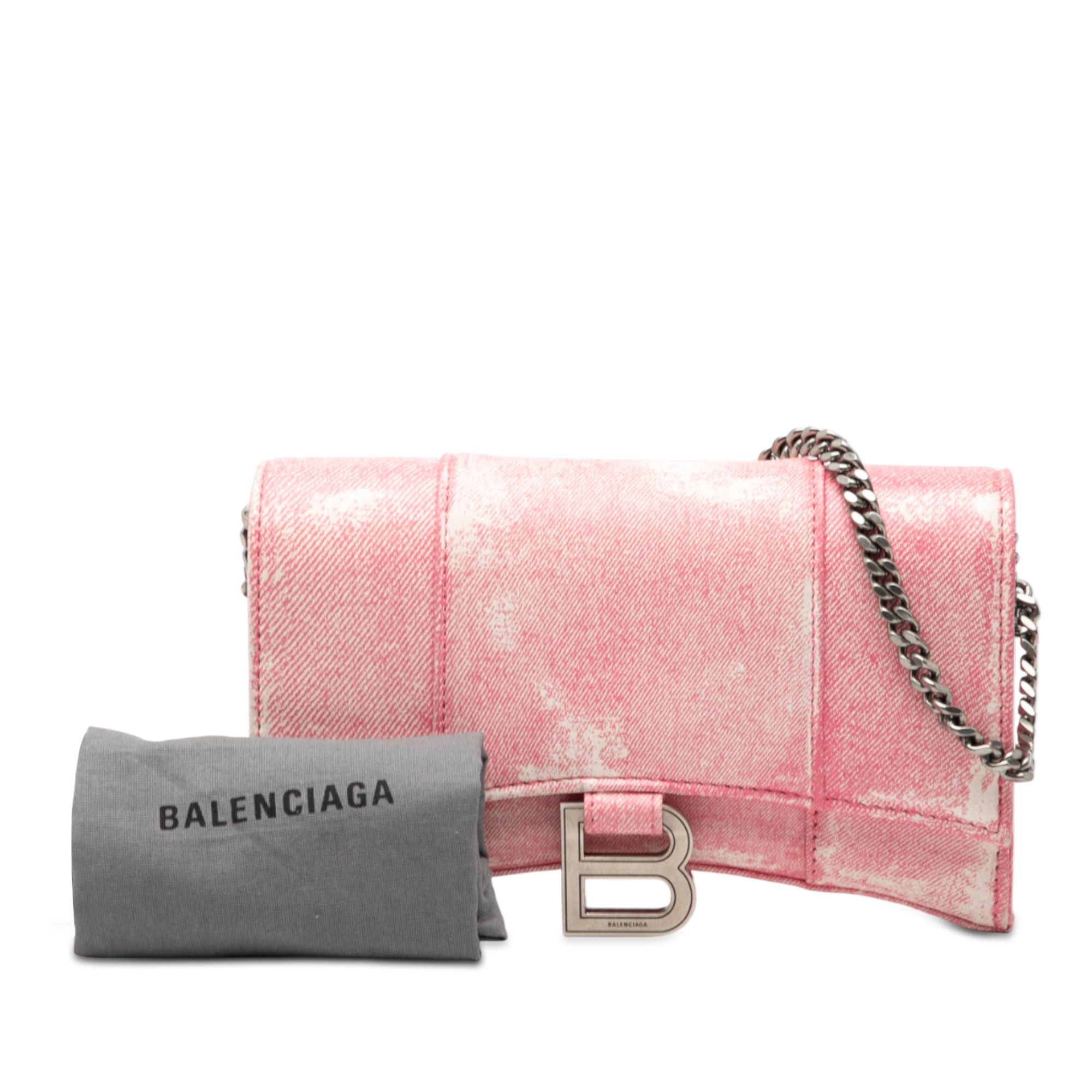 Balenciaga Balenciaga Nappa Denim Printed Hourglass Wallet on Chain Size ONE SIZE - 7 Thumbnail