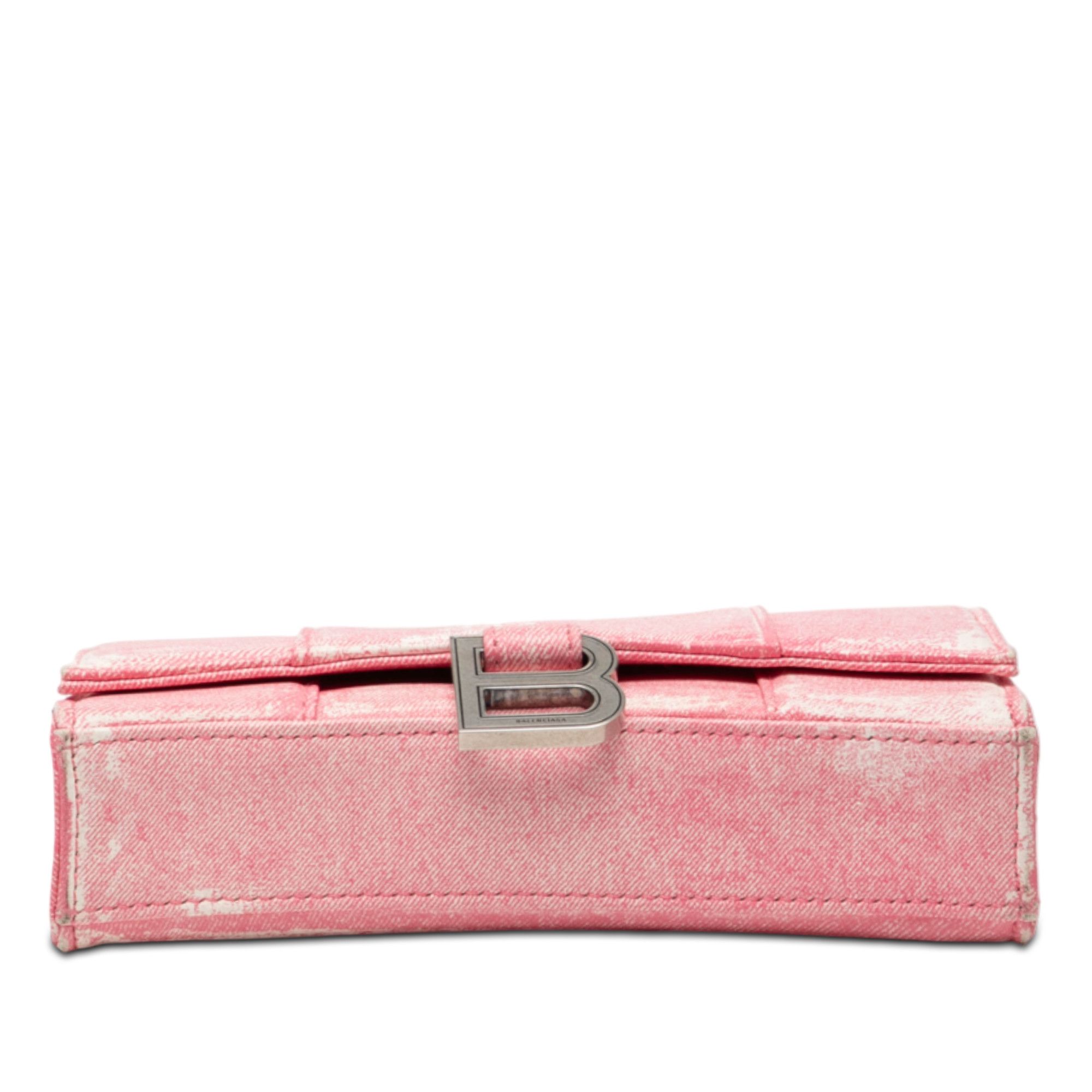 Balenciaga Balenciaga Nappa Denim Printed Hourglass Wallet on Chain Size ONE SIZE - 3 Thumbnail