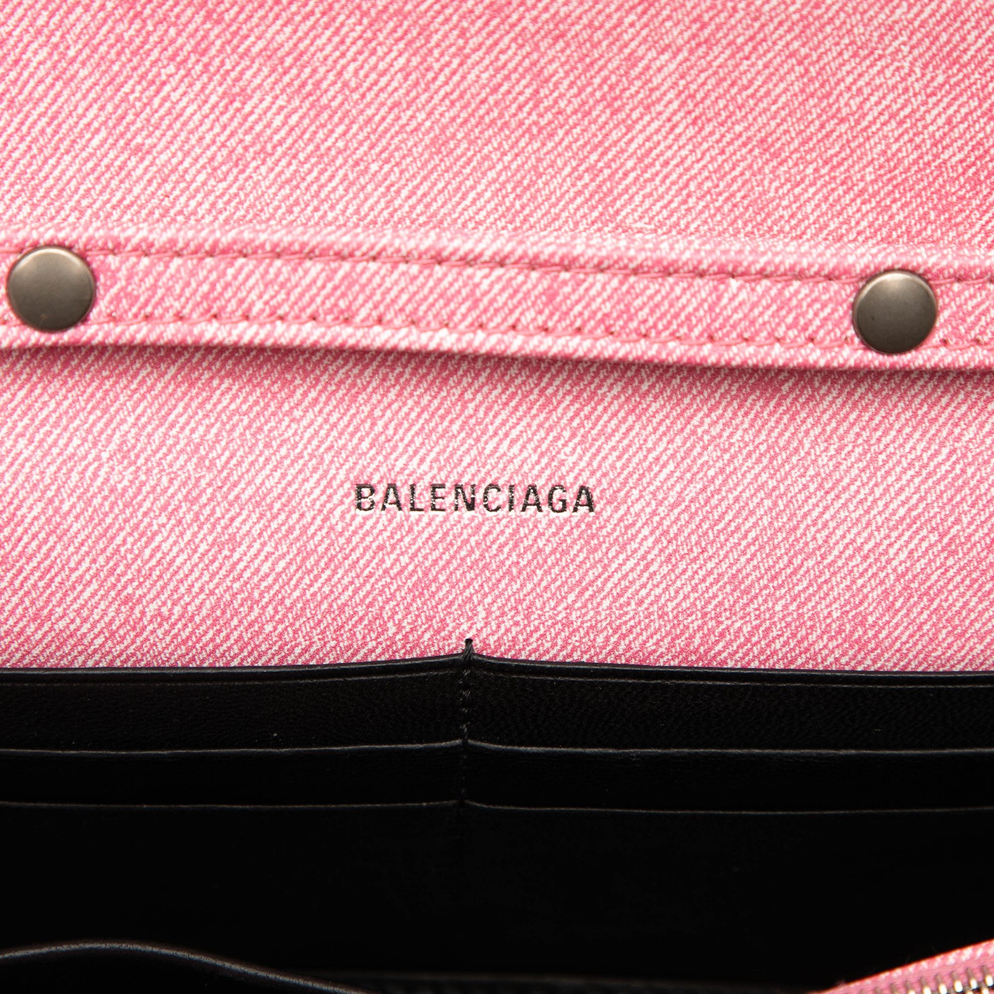Balenciaga Balenciaga Nappa Denim Printed Hourglass Wallet on Chain Size ONE SIZE - 5 Thumbnail