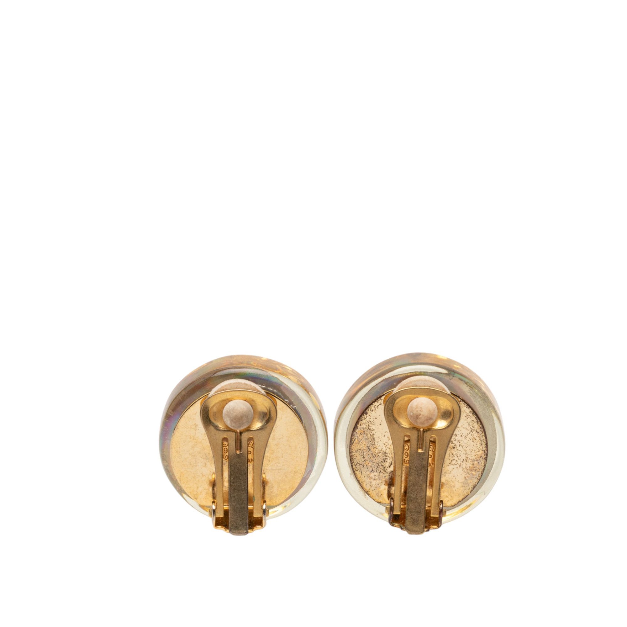 Chanel Chanel CC Gold Plated Resin Camellia Button Clip On Earrings Size ONE SIZE - 2 Thumbnail