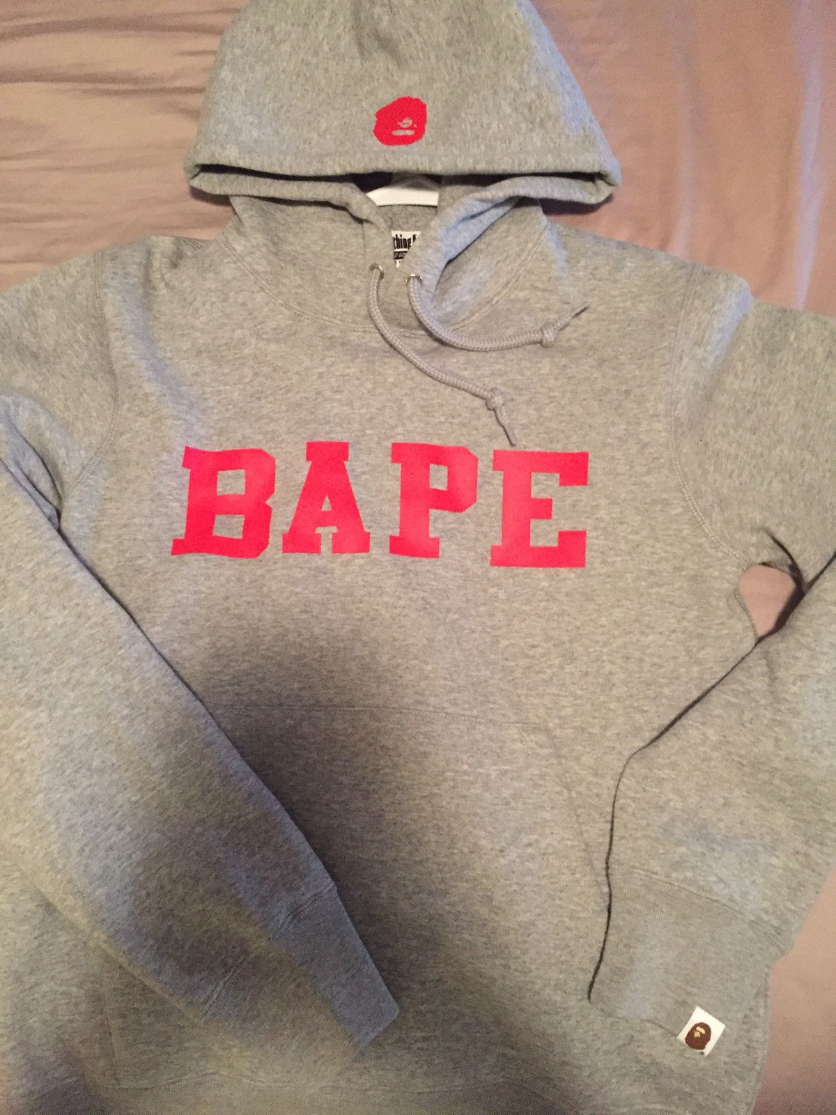 Bape happy new year spell out hot sale hoodie grey